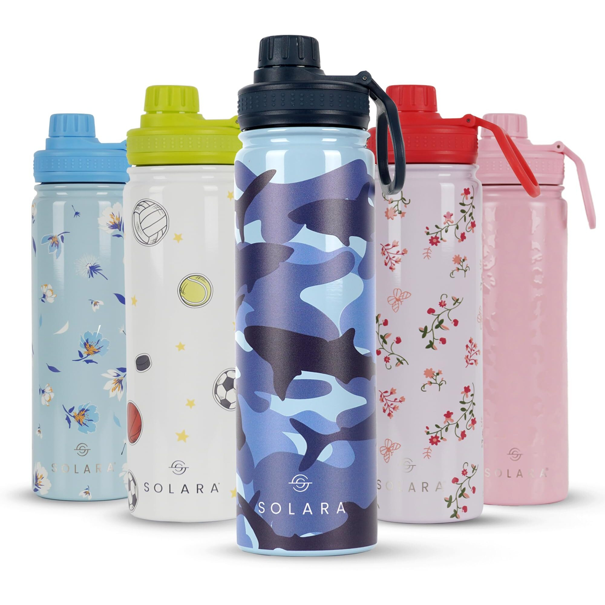 SOLARA Insulated Water Bottle 650ml, Hot Water Bottle, Thermosteel Water Bottle for Travel, Home, Office, School, Gym, Adults, Water Bottle Hot and Cold, Sipper Bottle, Camo Shark