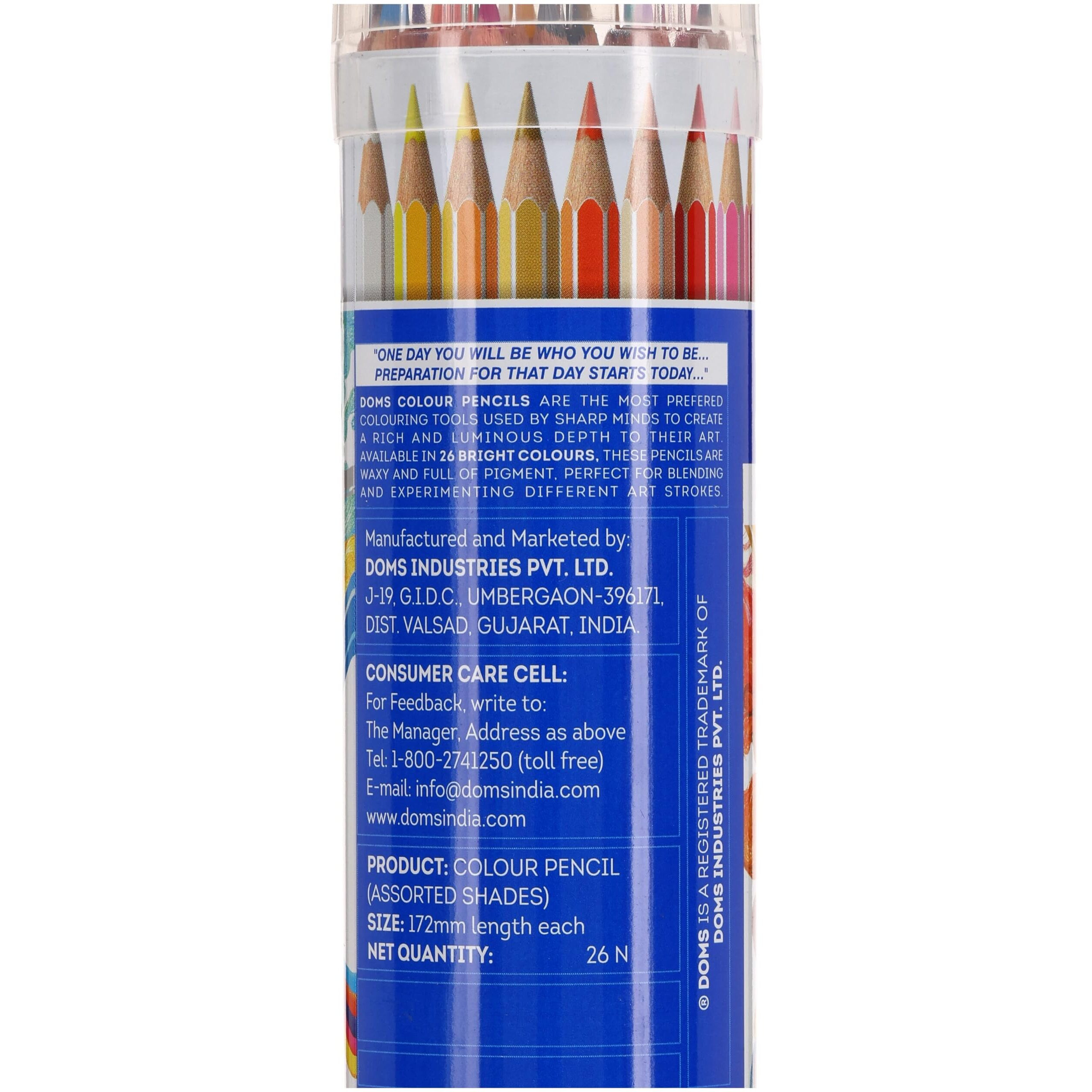 Doms 24 Shades Super Soft Color Pencils Round Tin Box | Smooth Color Application | For Blending & Experimenting Different Art Strokes | Free Gold & Silver Color Pencil Inside | Non-Toxic & Safe For Childrens | Pack of 1