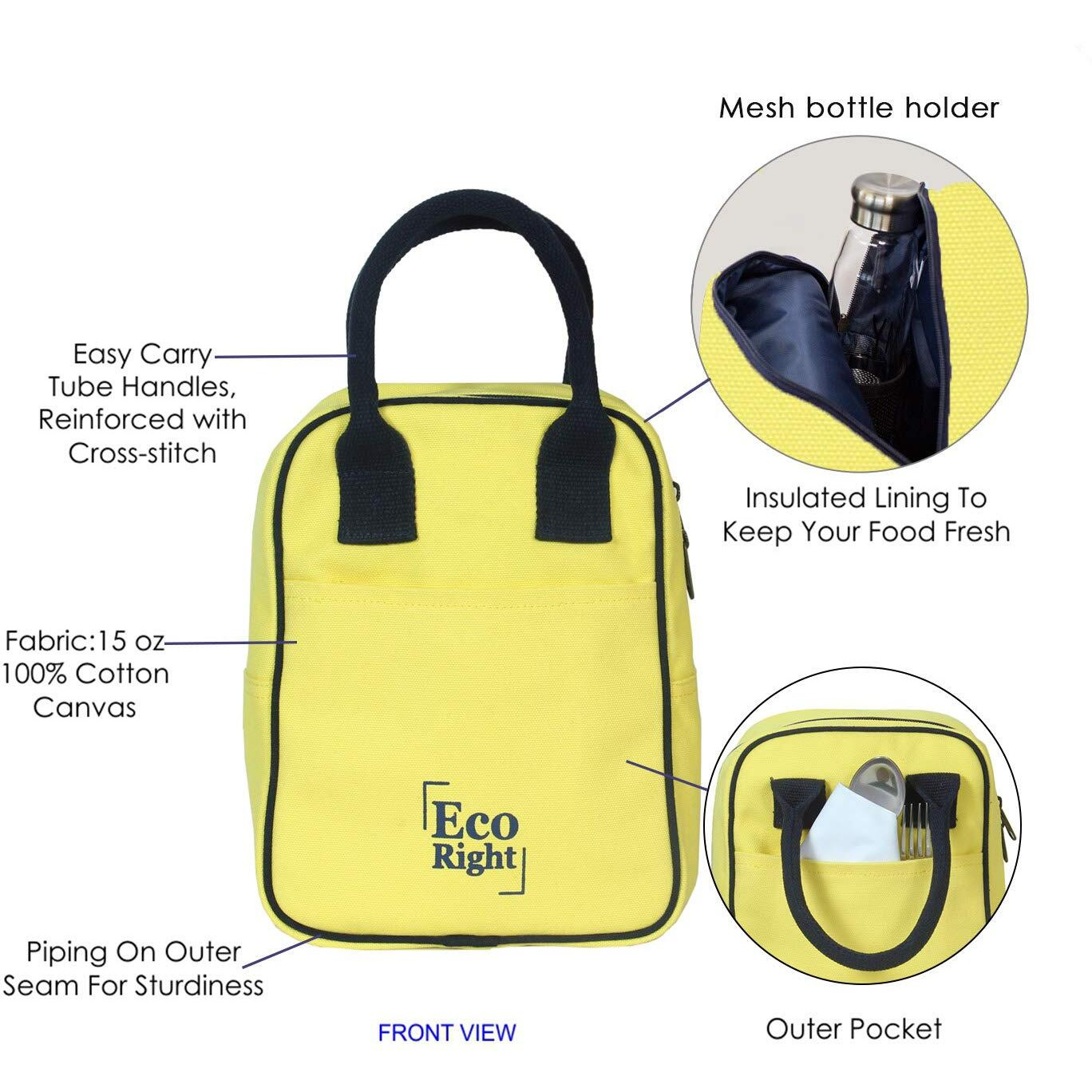 EcoRight Cotton Yellow Lunch Bag (705)