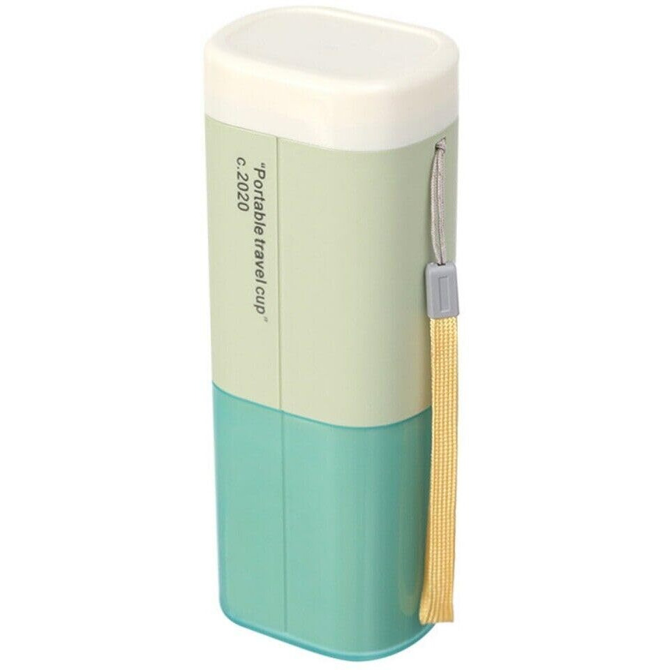 Shopiable Store Travel Toothbrush Case Multifunctional Toothpaste Container Portable Business Trips Wash Cup Holder Organizer Towel Storage Box for Traveling, Camping, Business Trip School (Green 1)