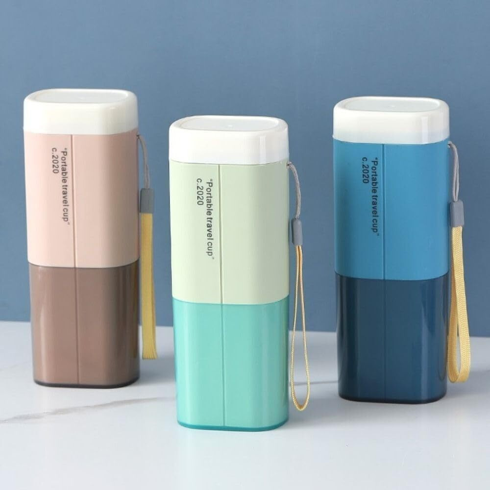Shopiable Store Travel Toothbrush Case Multifunctional Toothpaste Container Portable Business Trips Wash Cup Holder Organizer Towel Storage Box for Traveling, Camping, Business Trip School (Green 1)