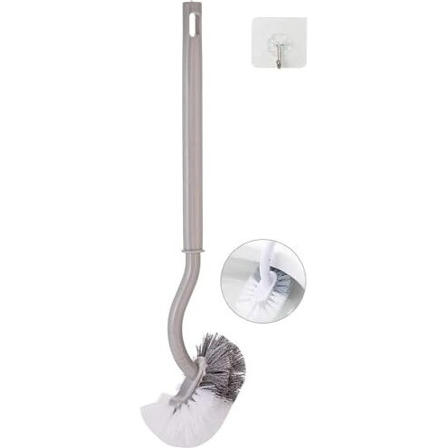 Curved Toilet Brush, Wall Mounted Bathroom Toilets Bowl Cleaning Brush with Non-Slip Long Handle