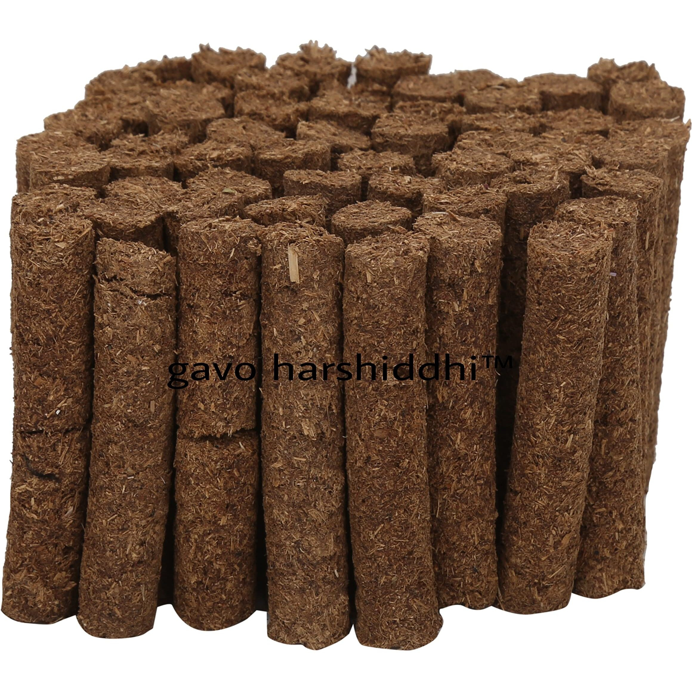 GAVO HARSHIDDHI Natural Cow Dung Spl Sandalwood Chandan Dhoop Batti - 60 Pieces Natural Organic Herbs Incense Dhoop Sticks for Puja Hawan Prayer 2.5 inches