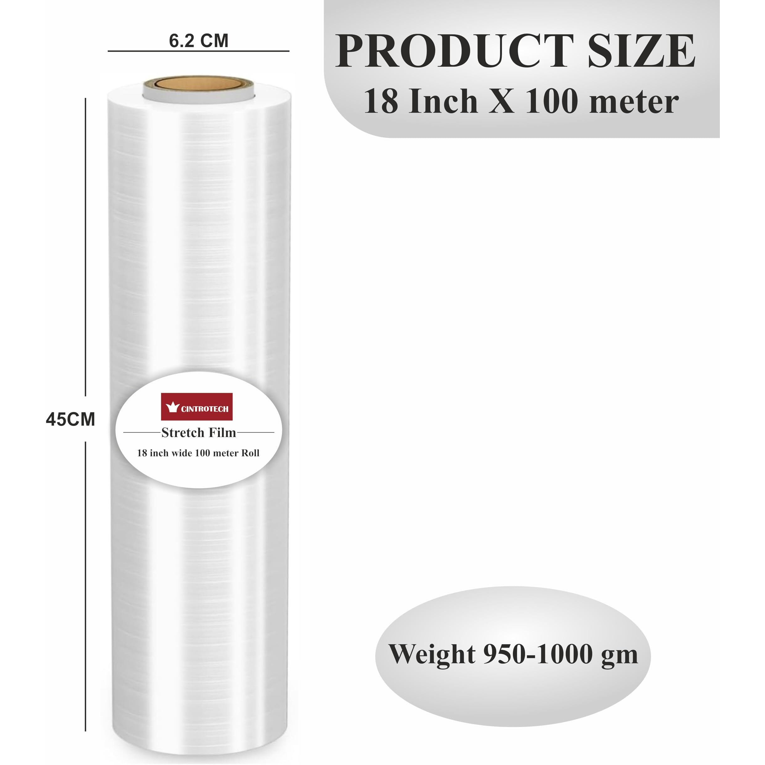 Cintrotech Biodegradable Packing Material,18 Inch (450 mm), 100 Meters Length, Pack of 2, White