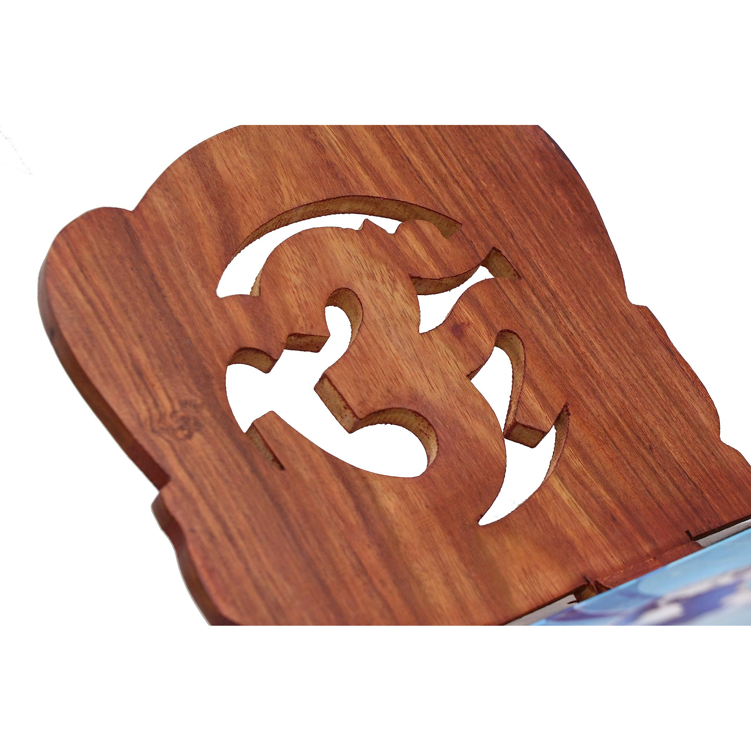CRAFTCASTLE Sheesham Wood Folding Hand Crafted OM Book Stand/Holder/Rest/Keep for Home/Work Space/Religious Places Rehal Stand (13 Inches)