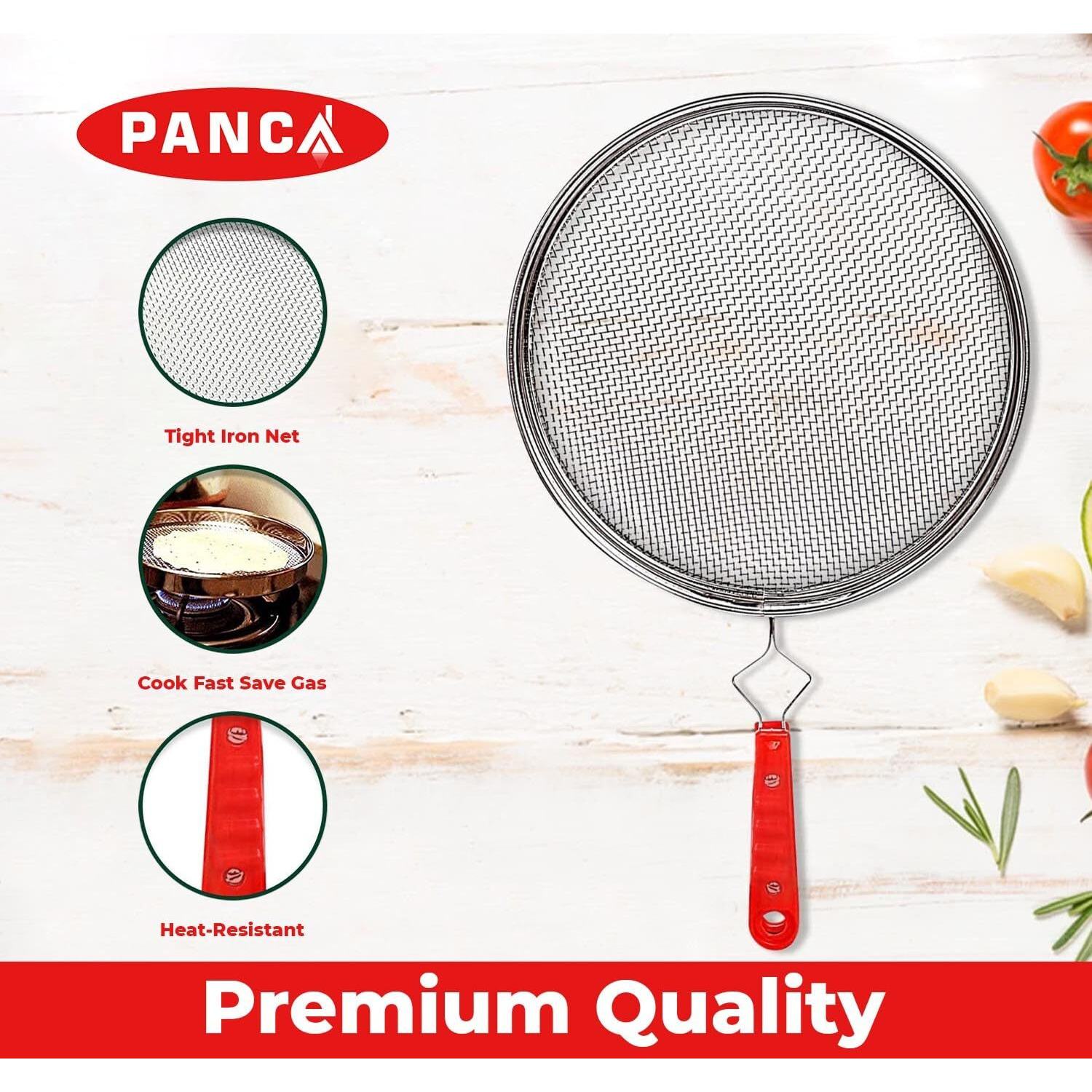 PANCA Papad Roaster, Phukla Grill for Gas Stove,Roti Jali for Kitchen Cooking, Barbeque grill, Brinjal Roaster,Steel Mesh griller (8 Inch)