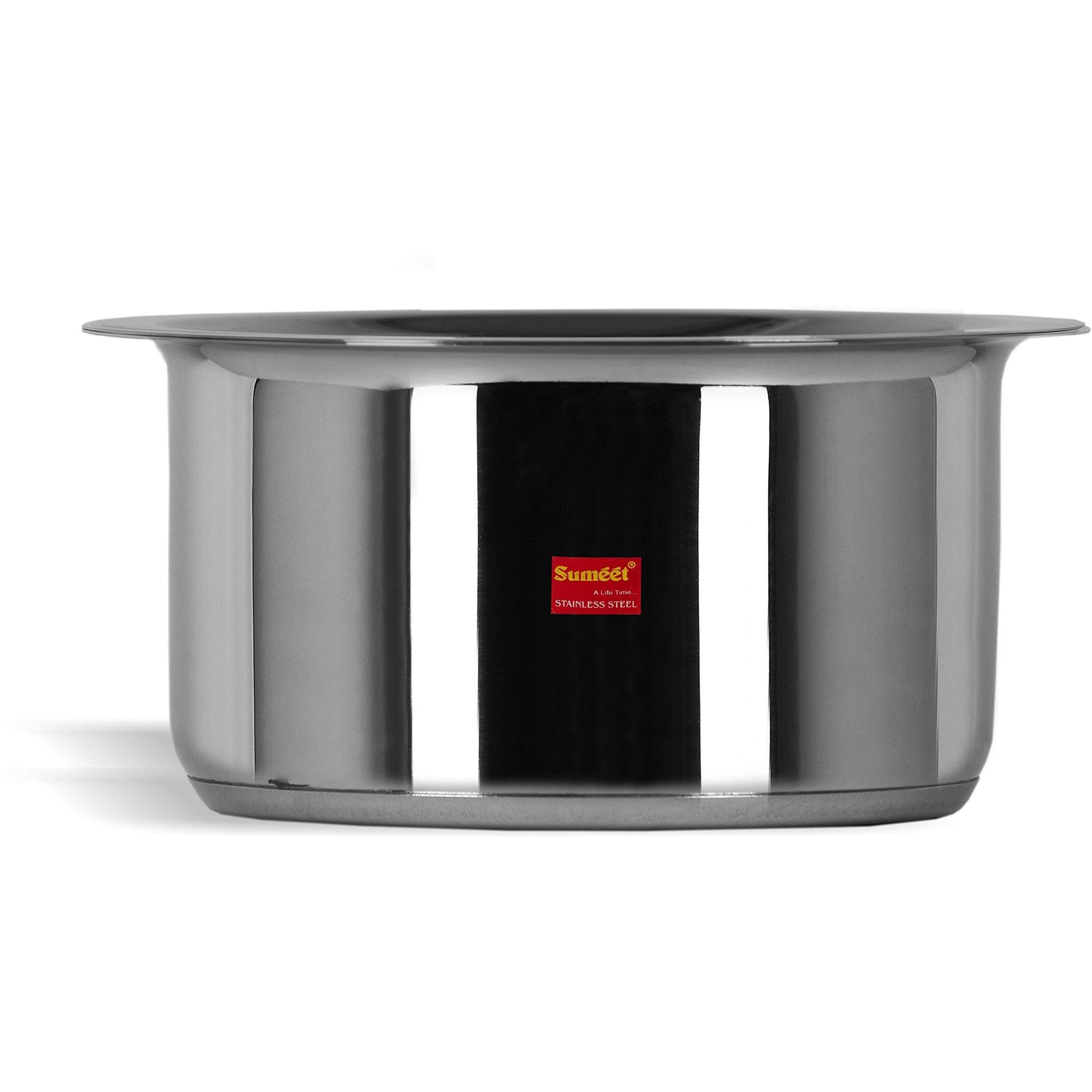 Sumeet Stainless Steel Induction Bottom (Encapsulated Bottom) Induction & Gas Stove Friendly Container/Tope/Cookware with Lid Size No.13 (2.3 Ltr)