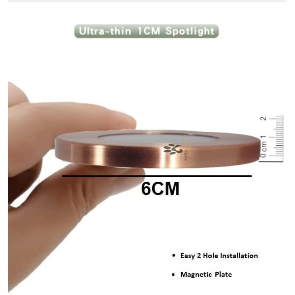 Mufasa 3 Watts Rose Gold Finish 6CM DIAMETER Led Surface Panel, Cabinet, Wardrobe Light, Slim Round Style Flush Mount Ceiling Lamp, Pack of 4 (Please Check Dimensions Image) (Warm White,Aluminum)