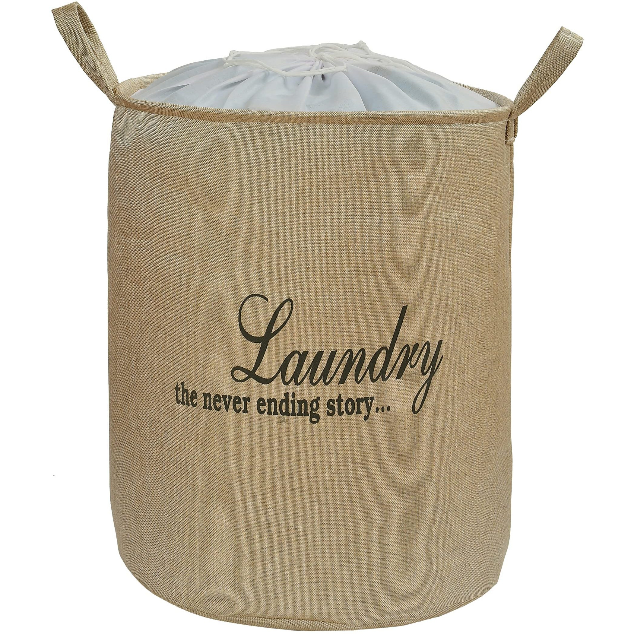 Yellow Weaves Laundry Bag/Basket For Dirty Clothes, Storage Bag Collapsible, 63 L,Jute, Beige