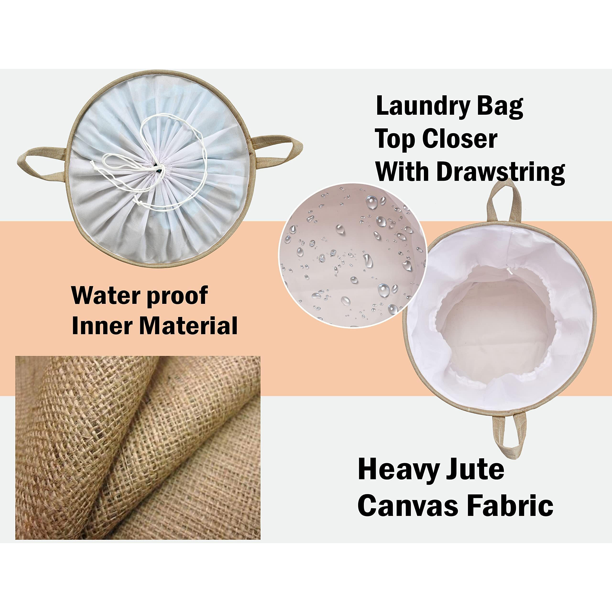 Yellow Weaves Laundry Bag/Basket For Dirty Clothes, Storage Bag Collapsible, 63 L,Jute, Beige