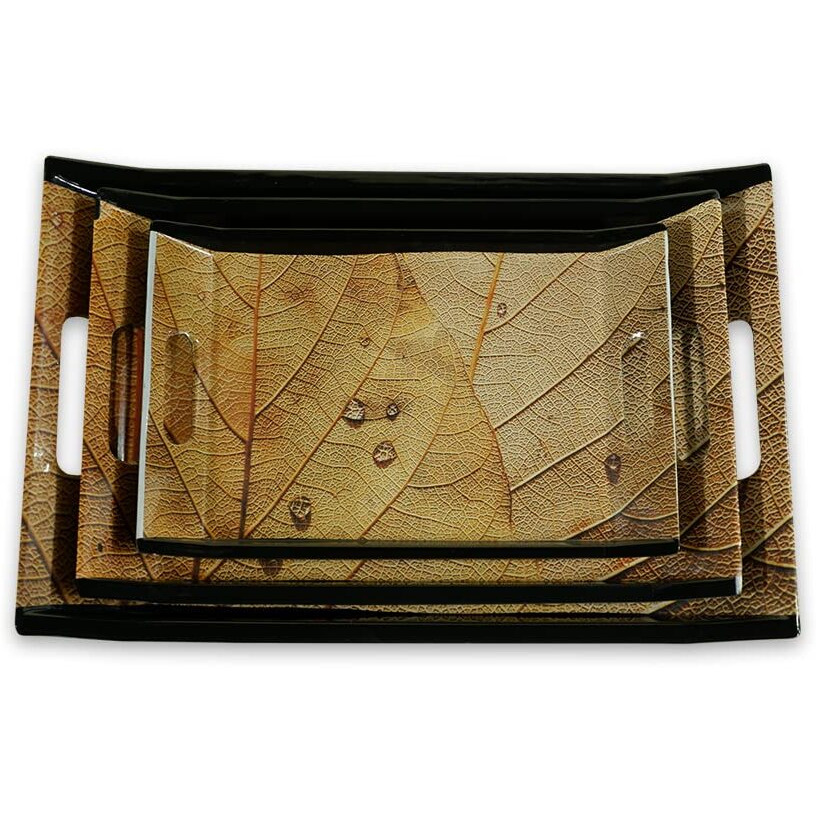 FEDOY Premium Shape Vilora Modern Designs Melamine Break Resistant Rectangular Shape Serving Tray (Set Of 3)