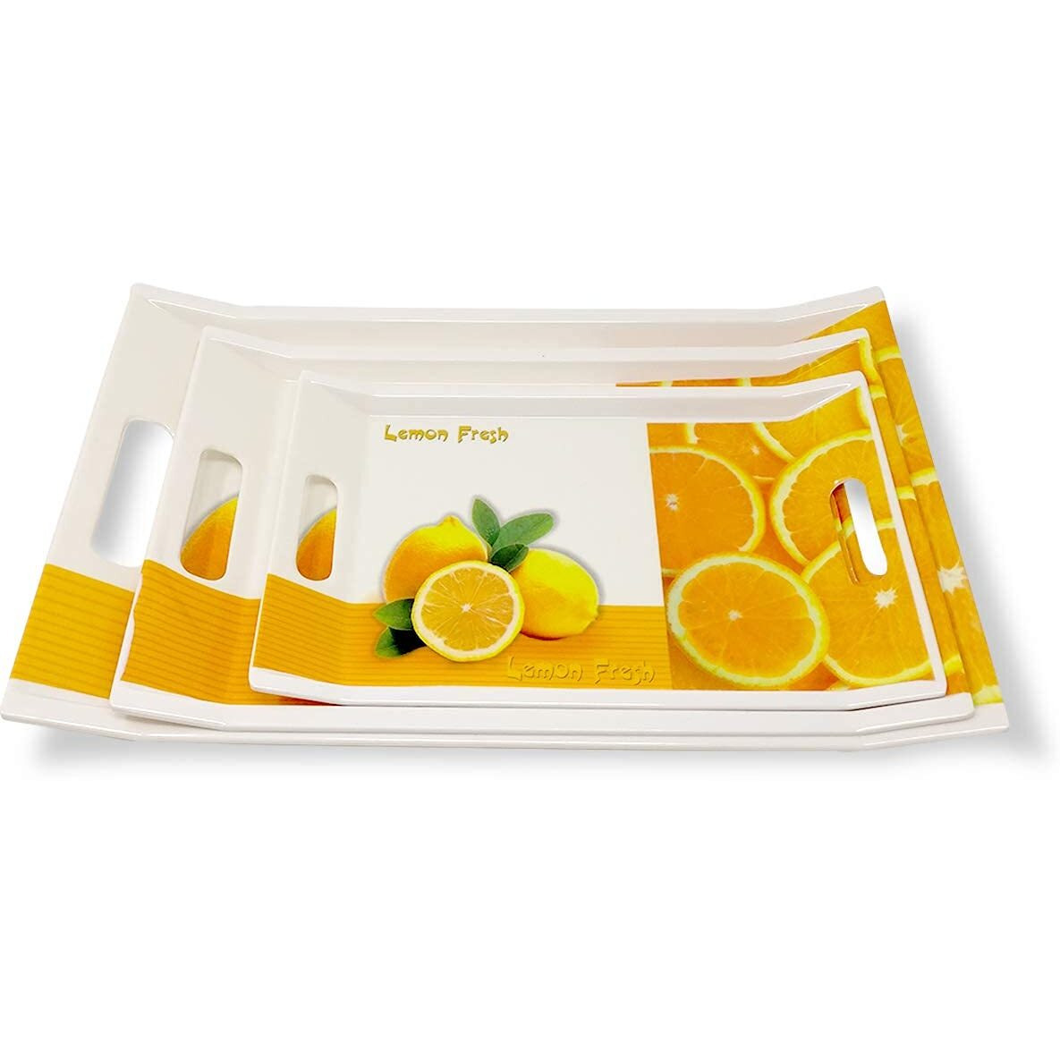 FEDOY Crystal by Fedoy Melamine Serving Tray, Set of 3 (Small, Medium and Large Size) Villori Series Tray, Rectangular