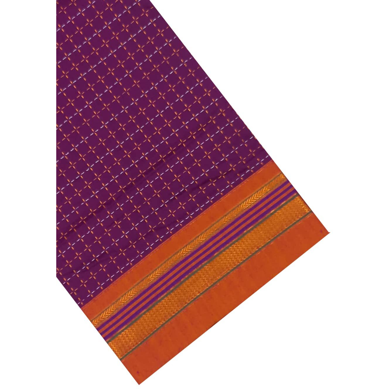 Neyge Women Ilkal Irkal Traditional Woven Jari Border Cotton Blended Star Pattern Stripe Pallu Saree (Dark Pink)