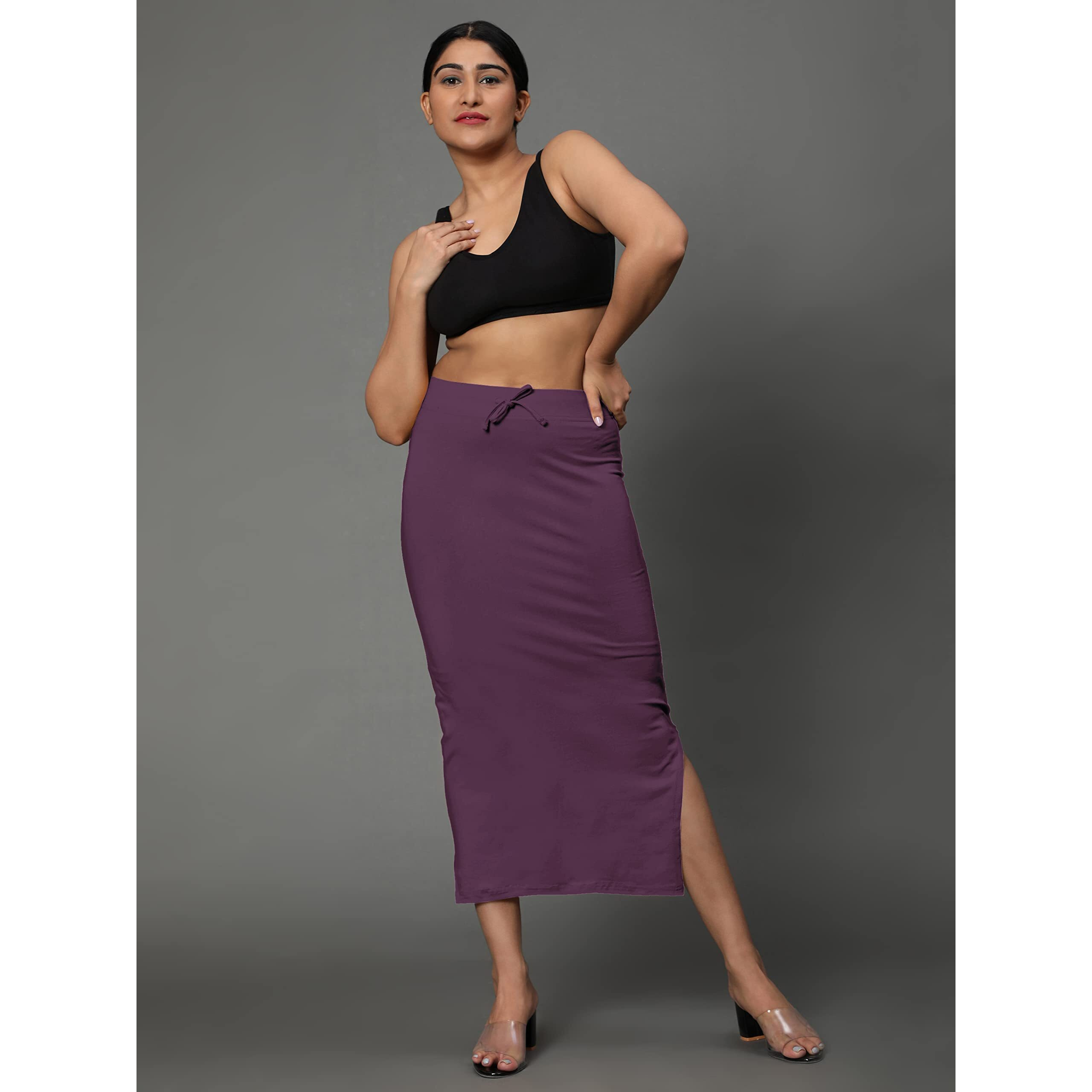 Jaanvi fashion Womens Cotton Mermaid Saree Shapewear,Petticoat,Skirt, Comfortwear (Mermaid-deep-Wine-XL)
