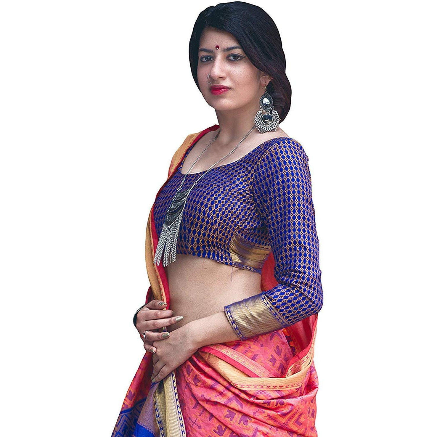DEVANGI FASHION Womens Woven Silk Saree With Blouse Piece (DF_Patola_115_Pink)