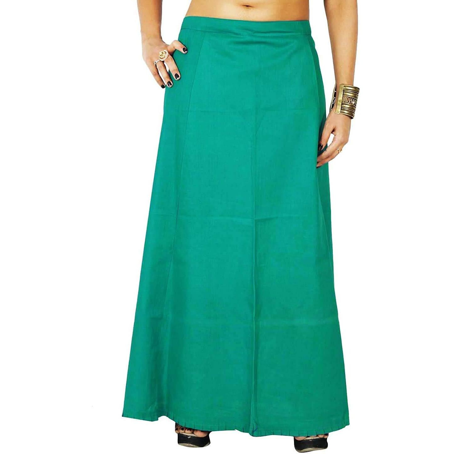 Sabhyatam GirlsWomens 100% Pure Cotton Petticoat Saree Petticoat (Waist Size-38) Rama Green