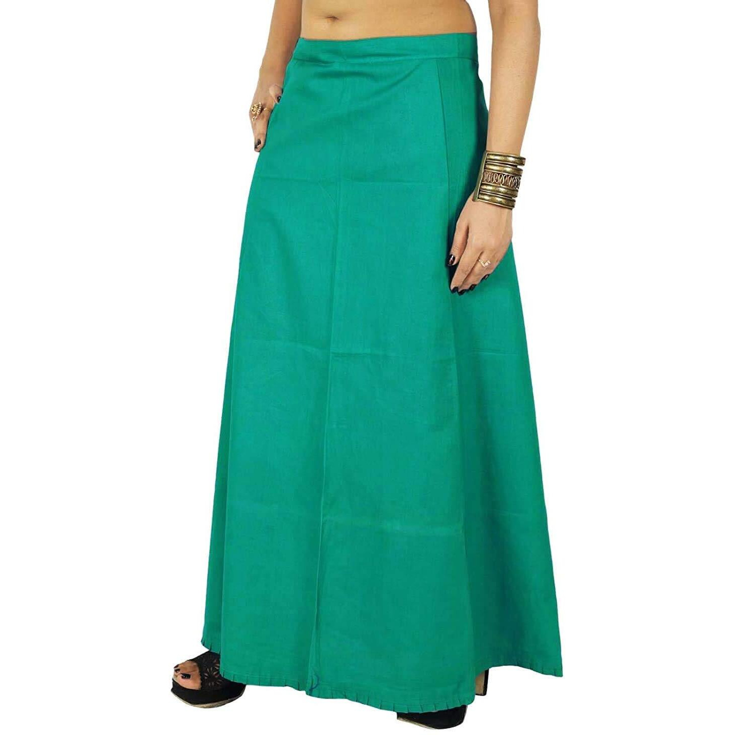 Sabhyatam GirlsWomens 100% Pure Cotton Petticoat Saree Petticoat (Waist Size-38) Rama Green