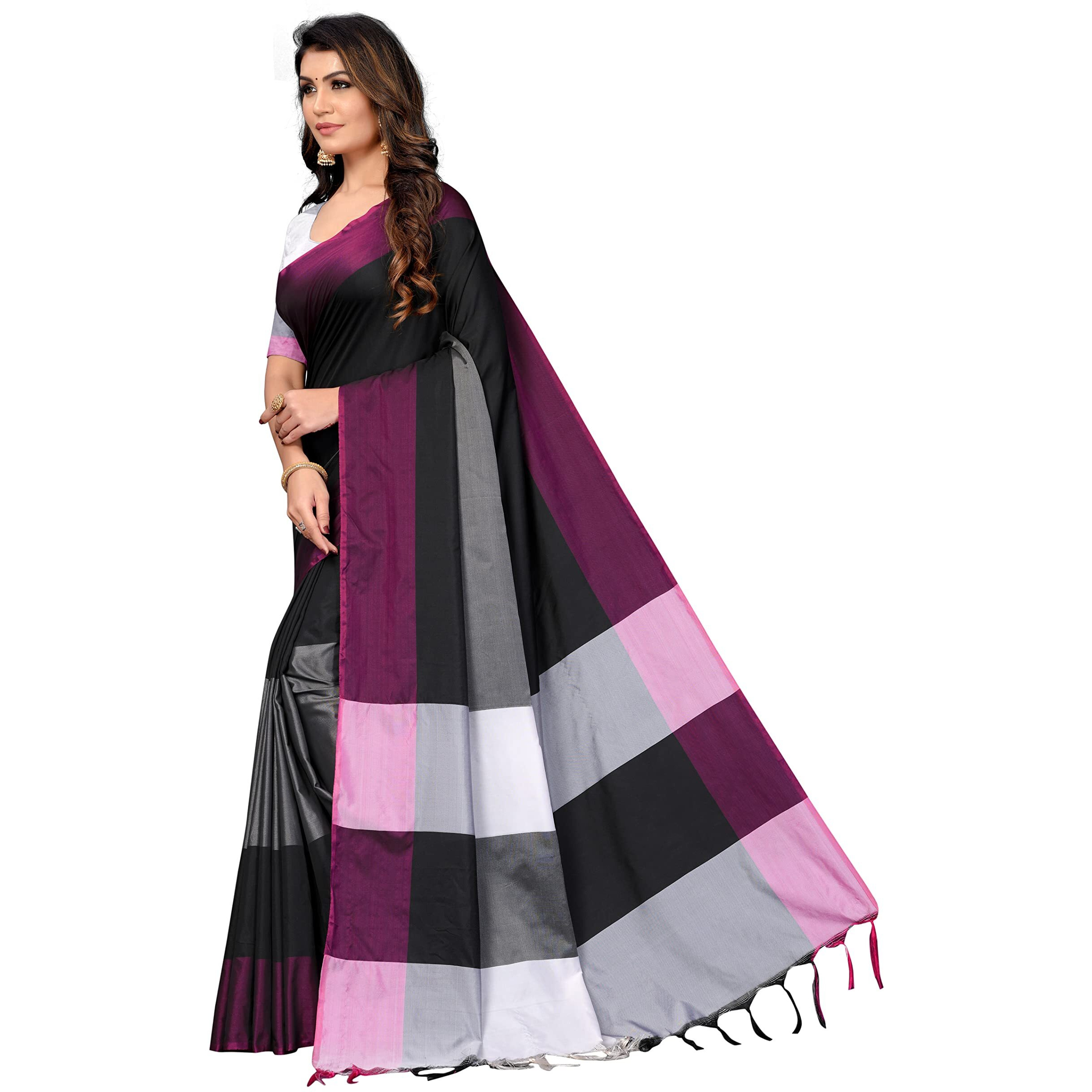 Silk ZoneWomens Soft Silk Uppada Woven Pattu Black Saree(SZ-AURA-BL-435)