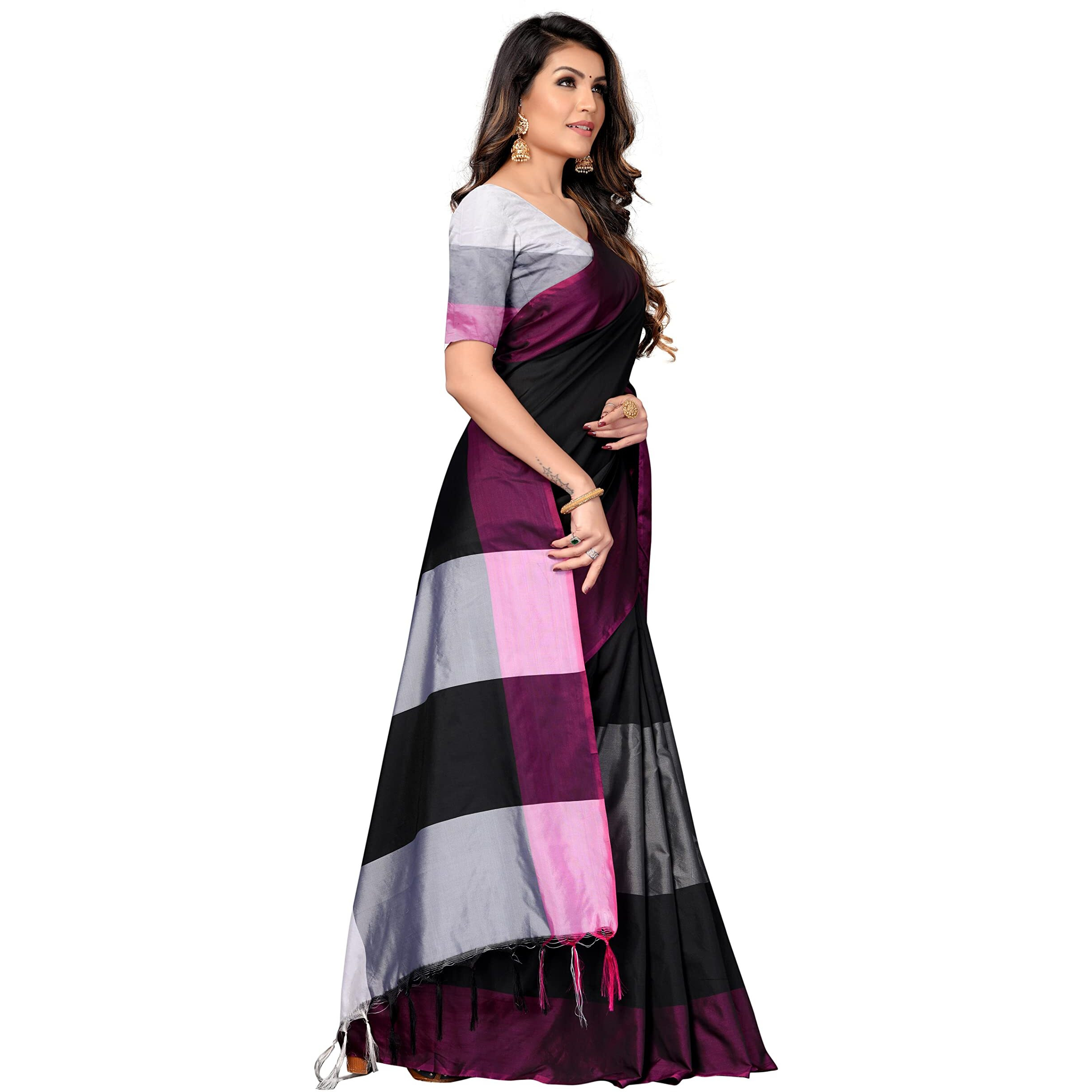 Silk ZoneWomens Soft Silk Uppada Woven Pattu Black Saree(SZ-AURA-BL-435)