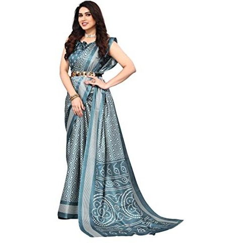 Bee M Pee Designer Silk Cotton Blend (Fancy Party Stylish Sarees for Women_Teal)