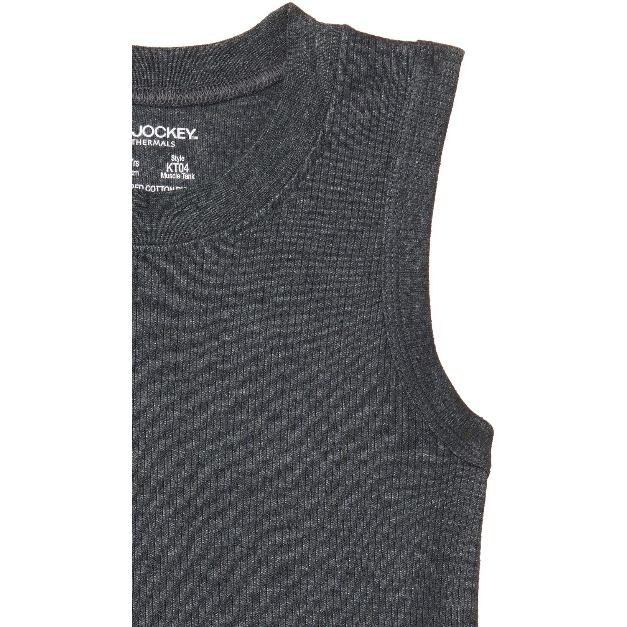 Jockey KT04 Unisex Kids Super Combed Cotton Rich Sleeveless Thermal Muscle Vest with Stay Warm and Stay Fresh Treatment_Charcoal Melange_7-8 Yrs