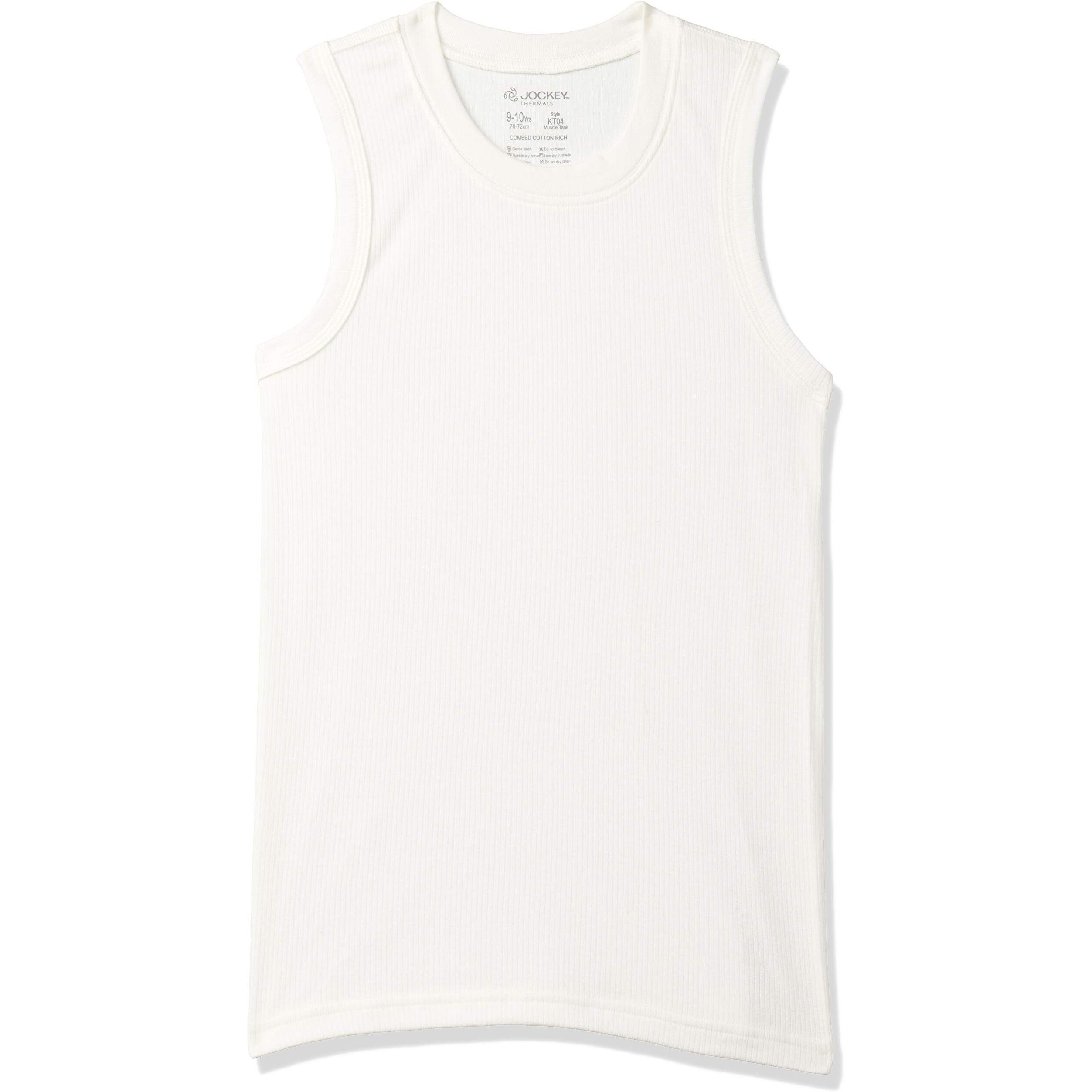 Jockey KT04 Unisex Kids Super Combed Cotton Rich Sleeveless Thermal Muscle Vest with Stay Warm and Stay Fresh Treatment_Off White_3-4 Yrs