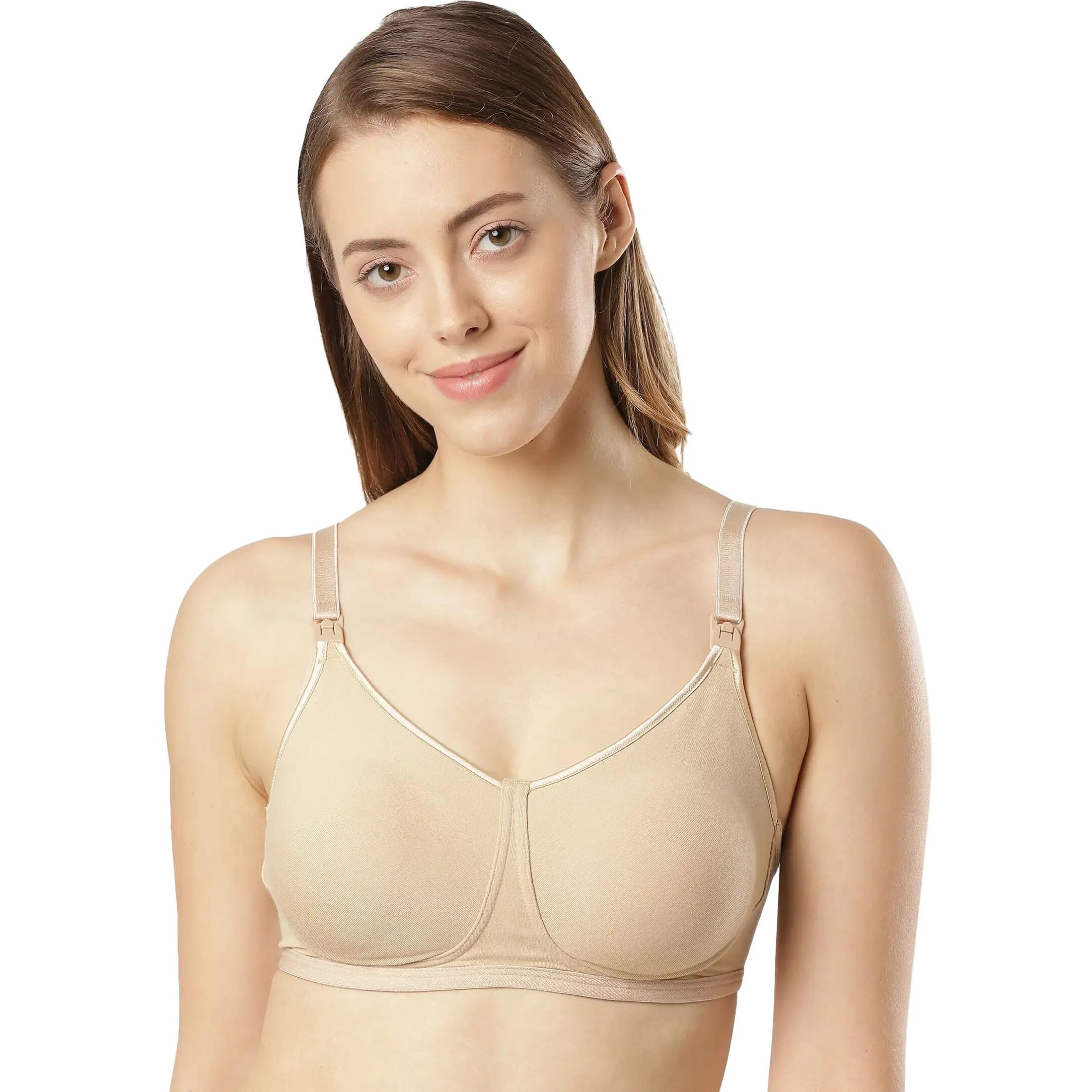 Jockey ES08 Womens Wirefree Non Padded Super Combed Cotton Elastane Stretch Full Coverage Nursing Bra with Front Opening and Adjustable Straps_Light Skin_38B