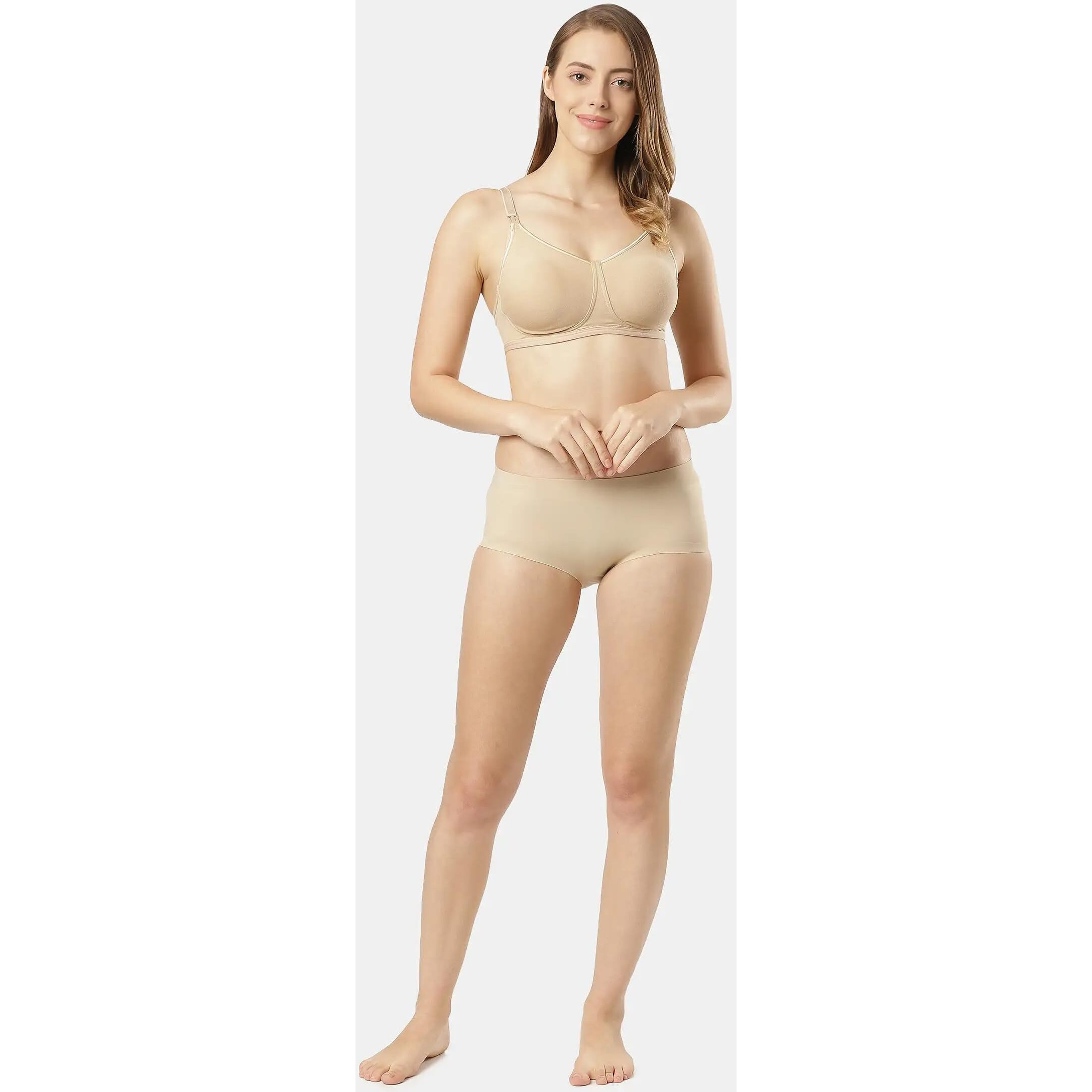 Jockey ES08 Womens Wirefree Non Padded Super Combed Cotton Elastane Stretch Full Coverage Nursing Bra with Front Opening and Adjustable Straps_Light Skin_38B