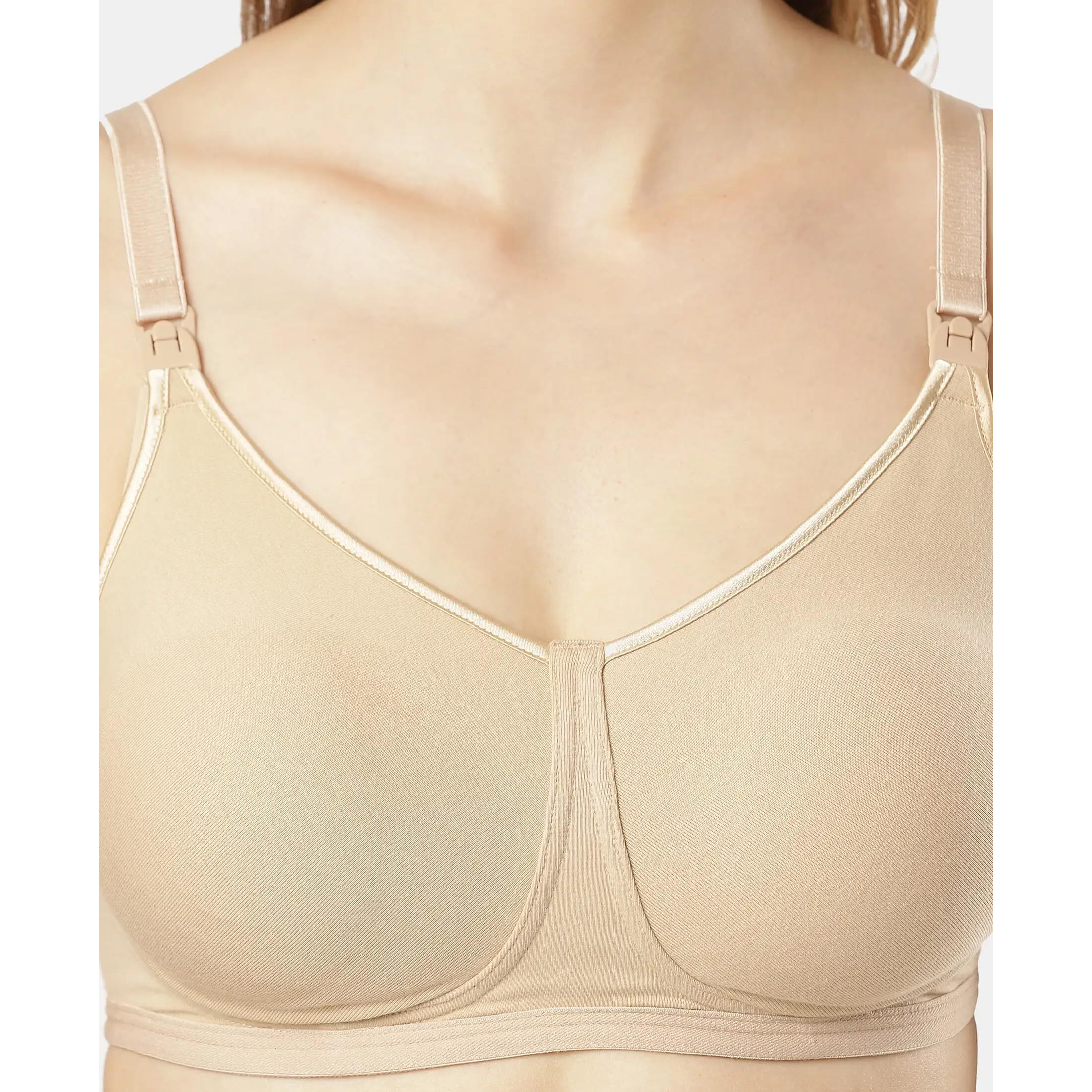 Jockey ES08 Womens Wirefree Non Padded Super Combed Cotton Elastane Stretch Full Coverage Nursing Bra with Front Opening and Adjustable Straps_Light Skin_38B