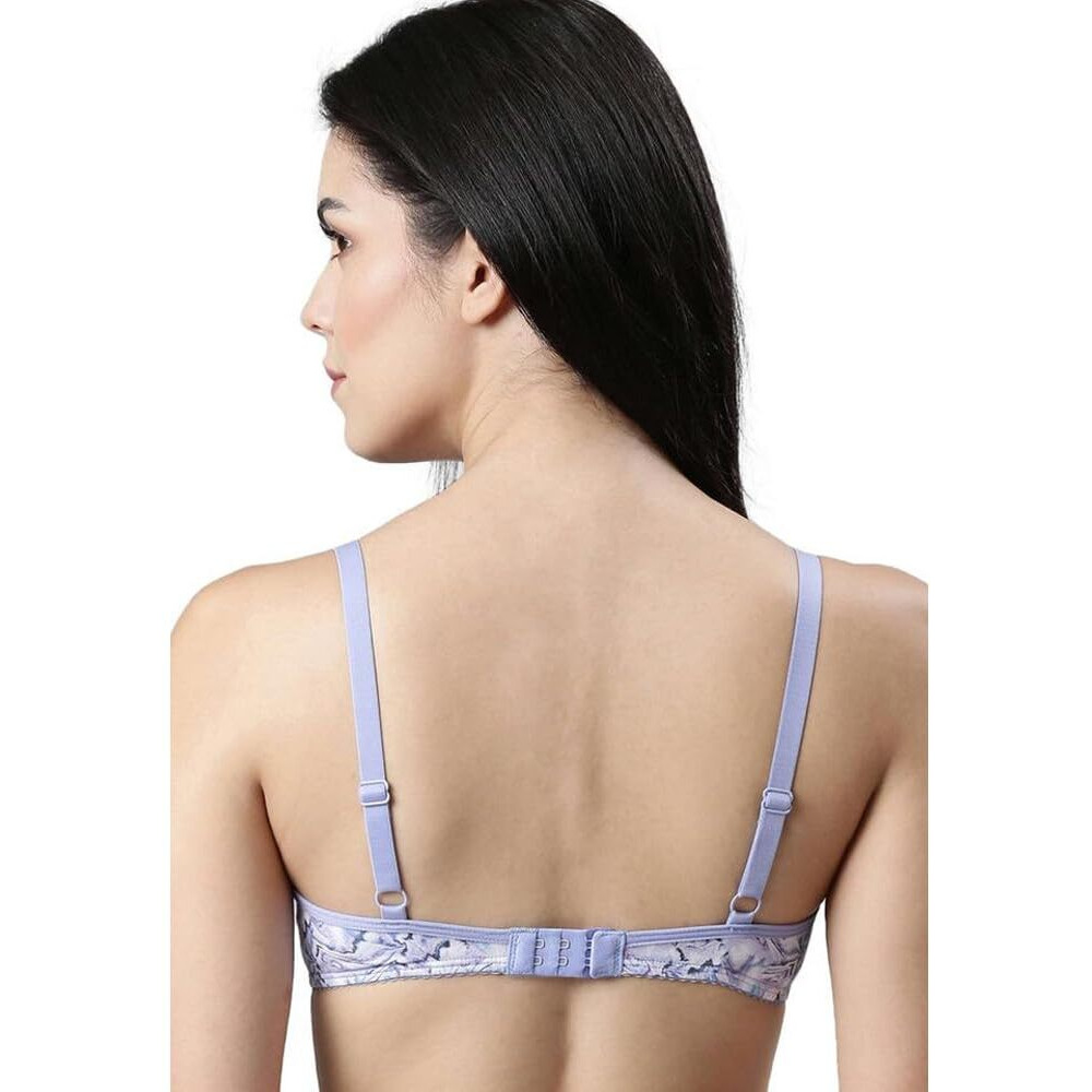 Enamor Womens Cotton Wire Free Casual T-Shirt Bra (A039_Lilac Marble Print