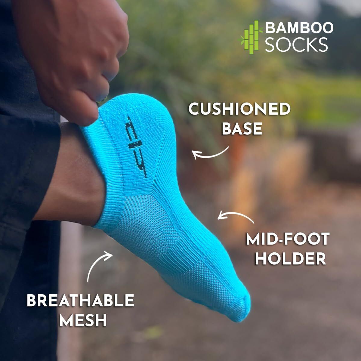 HEELIUM Bamboo Anklet Socks for Women|Ankle Length|Odour-Free & Breathable|Padded Base & Anti-bacterial|3X Softer than Cotton Socks Blue