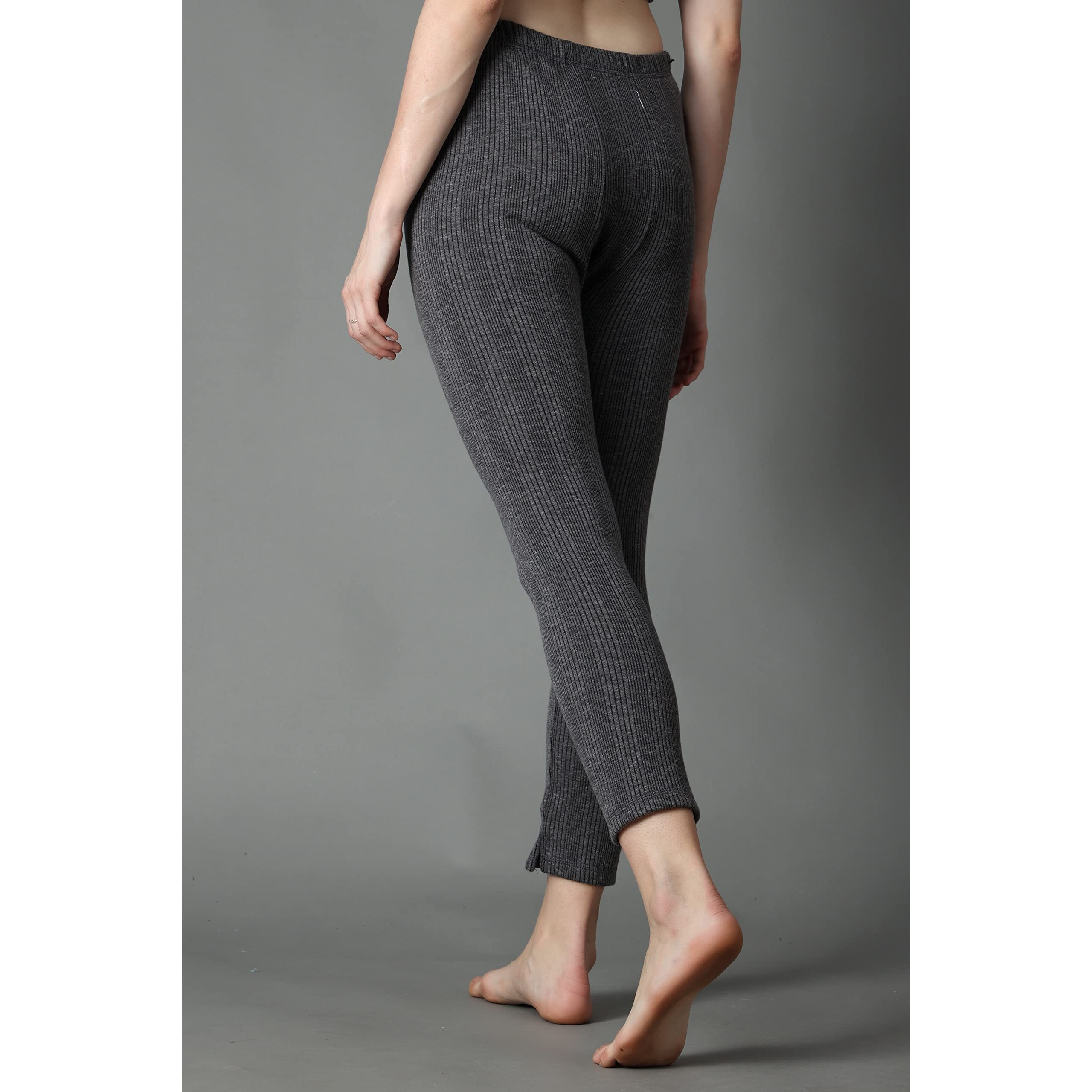 Wearslim Womens Cotton Quilted Winter Lightweight Thermal Underwear for Women Long Johns Bottom and Spaghetti Set with Fleece Lined Soft Warmer Color - Black (Size - XL)