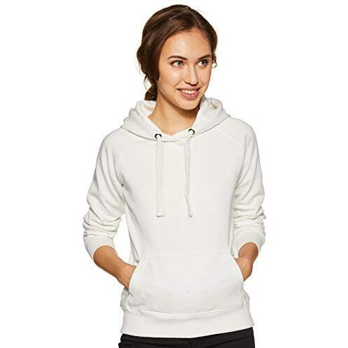 Amazon Brand - Symbol Womens Cotton Blend Hooded Neck Sweatshirt (AW18WNSSW02_Ivory_Large_Ivory_L)