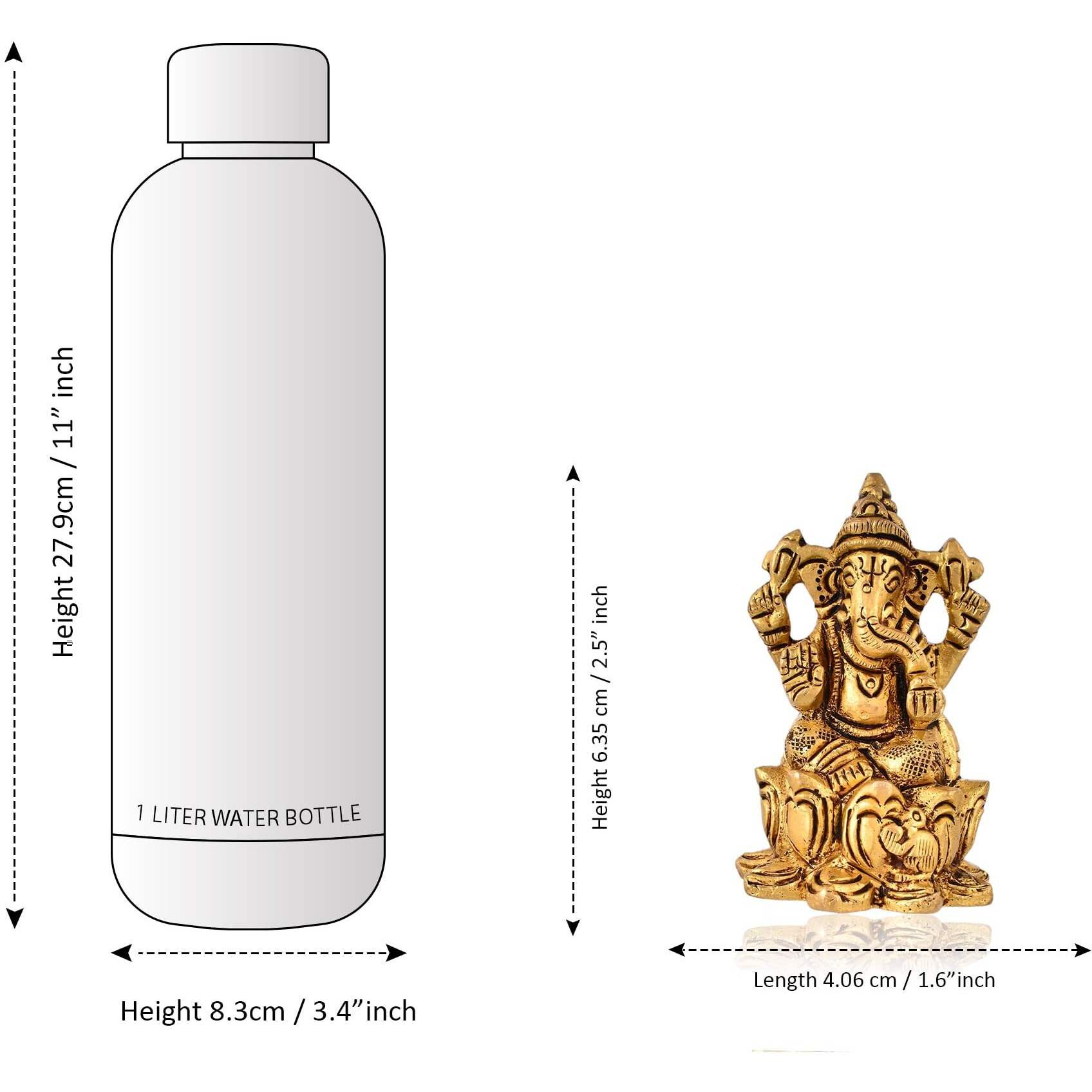 CraftVatika Ganesha Brass Idol Sitting on Lotus - Ganpati Sitting Idol Brass Ganesha Murti Statue Pooja Home Dcor Gift (2.5 Inch Height)