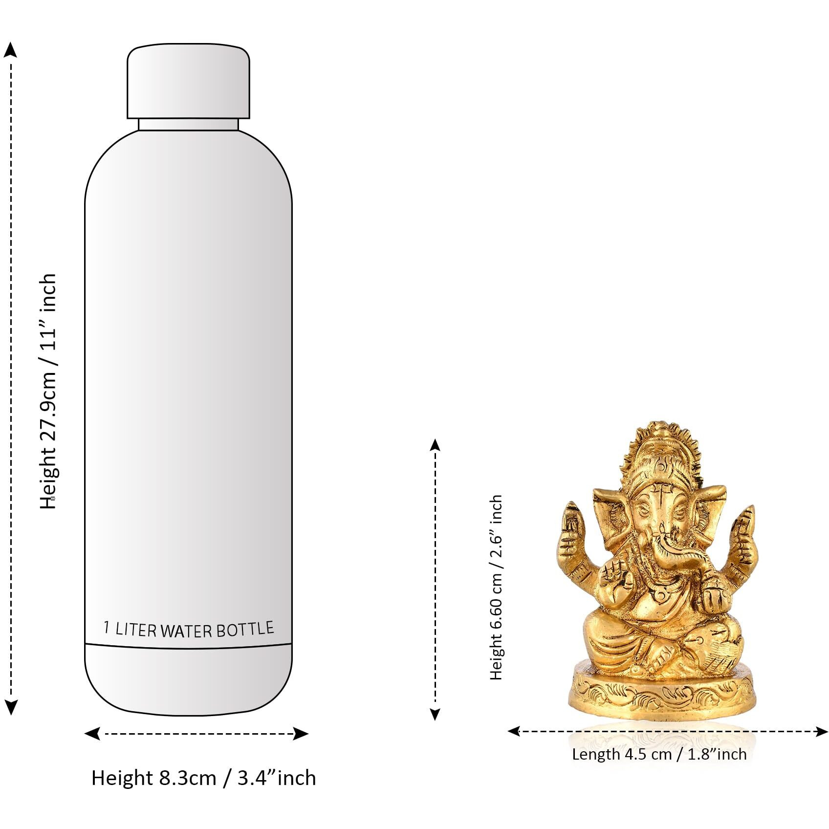 CraftVatika Brass Ganesha Ganpati Idol Murti Statue for Home Dcor Pooja Room Small Ganesha for Office Desk Brass Ganpati Return Diwali Housewarming Gift(2.6 Inch Height)
