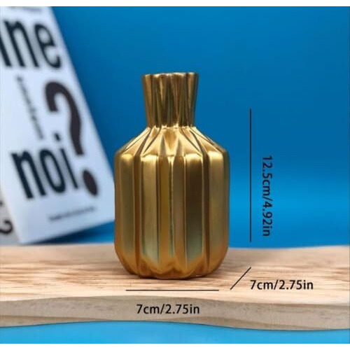 SATYAM KRAFT 1 Pcs Resin Flower Vase for Home Decor, Bedroom, Living Room,Office,ganpati mandap Decoration,Balcony, Kitchen,Table,Birthday Gift, Anniversary, Nordic Design (Pack of 1)(Resin)(Golden)