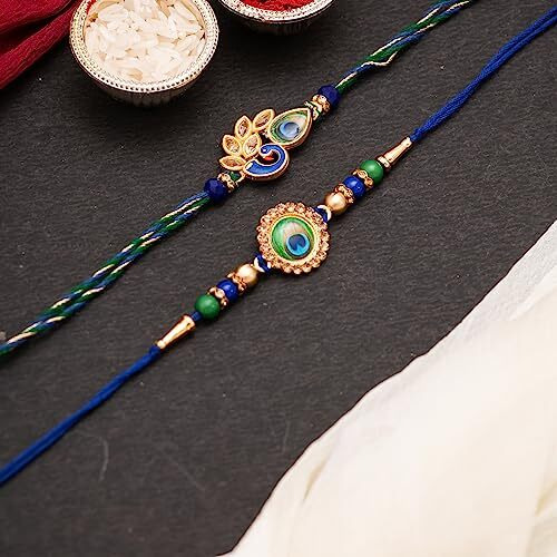 CraftVatika Peacock Rakhi for Brother Mor Pankh Rakhi for Bhaiya Rakhi Set of 2 for Bhai Boy Kids Rakhi Combo for Rakshabandhan, Rakhi with Fridge Magnet for Door Decor