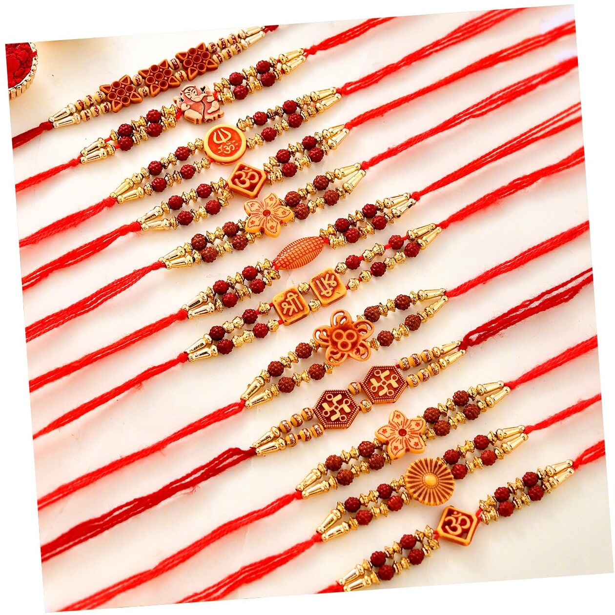 CraftVatika Multicolor Combo of 12 Rakhi Set for Men With Best Wishes, Elegant Kundan Stone Pearl Glitter Rakhi Designer Rakhi for Brother/bhaiya