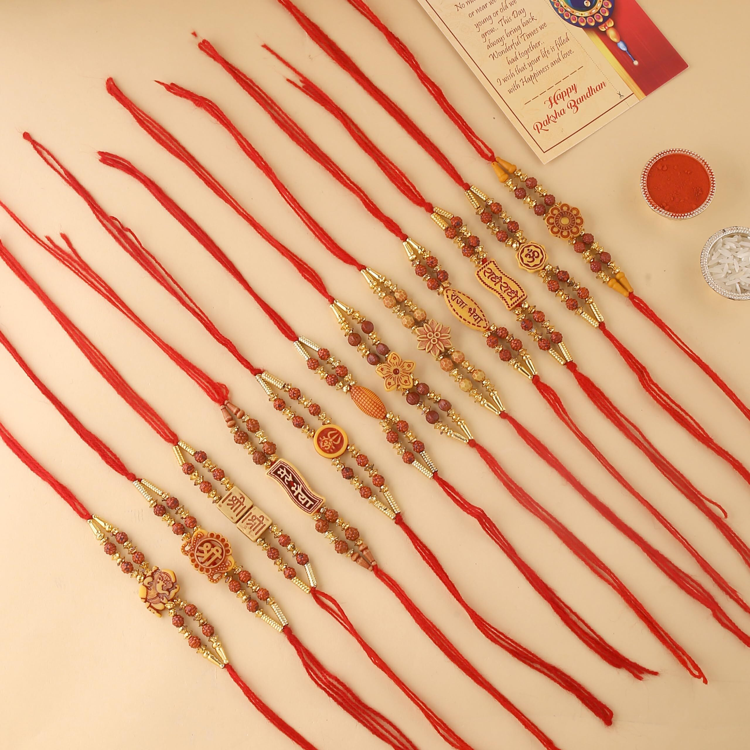 CraftVatika Multicolor Combo of 12 Rakhi Set for Men With Best Wishes, Elegant Kundan Stone Pearl Glitter Rakhi Designer Rakhi for Brother/bhaiya