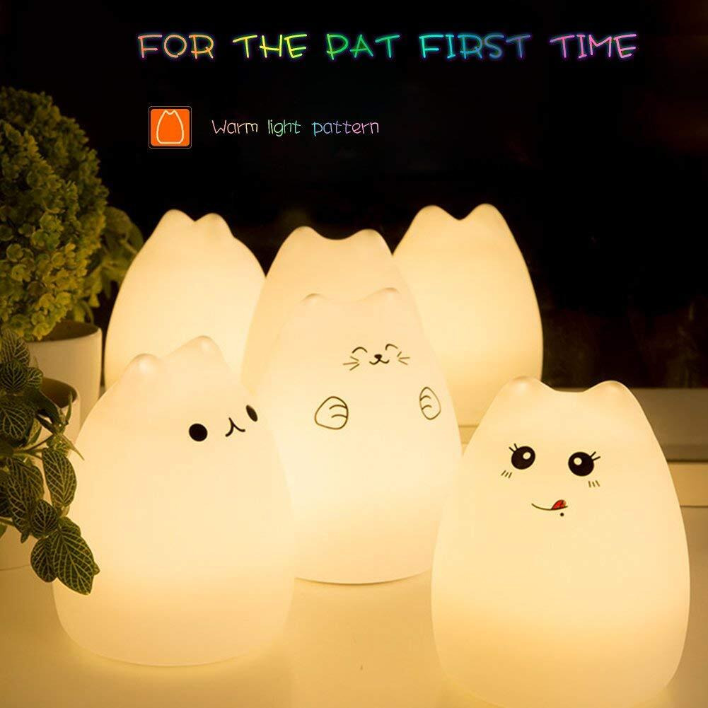 NYRWANA Night Lamp for Bedroom, Cute Lamp, Night Lamp for Kids, Silicone Lamp, Cute Night Lamp, Birthday Gifts, Lamp for Kids, Light Lamp, Rakhi for Brother, Rechargeable, Cat Lamp (Multicolor)