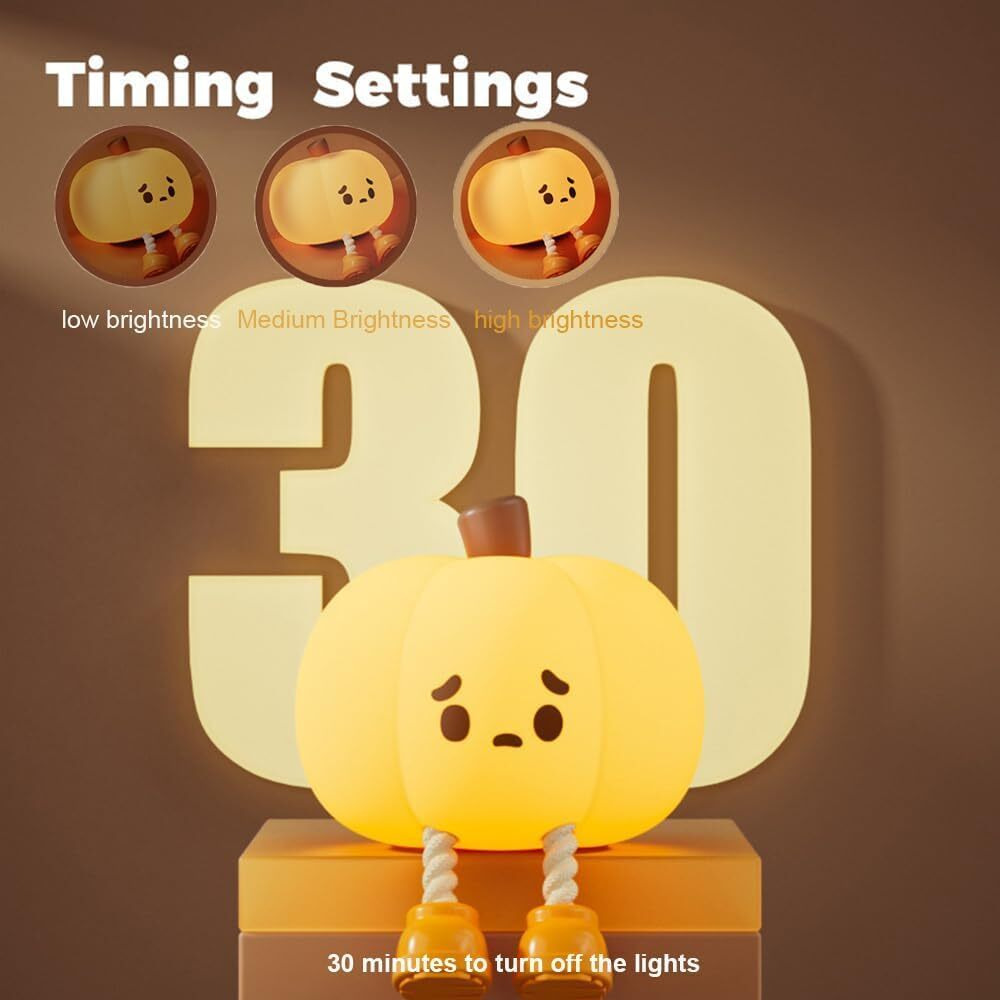 NYRWANA Night Lamp for Bedroom, Cute Lamp, Light Lamp, Night Lamp for Kids, Cute Night Lamp, Silicone Lamp, Birthday Gifts, Kids Room Decor, Rakhi for Brother, Rechargeable, Pumpkin Lamp (Yellow)
