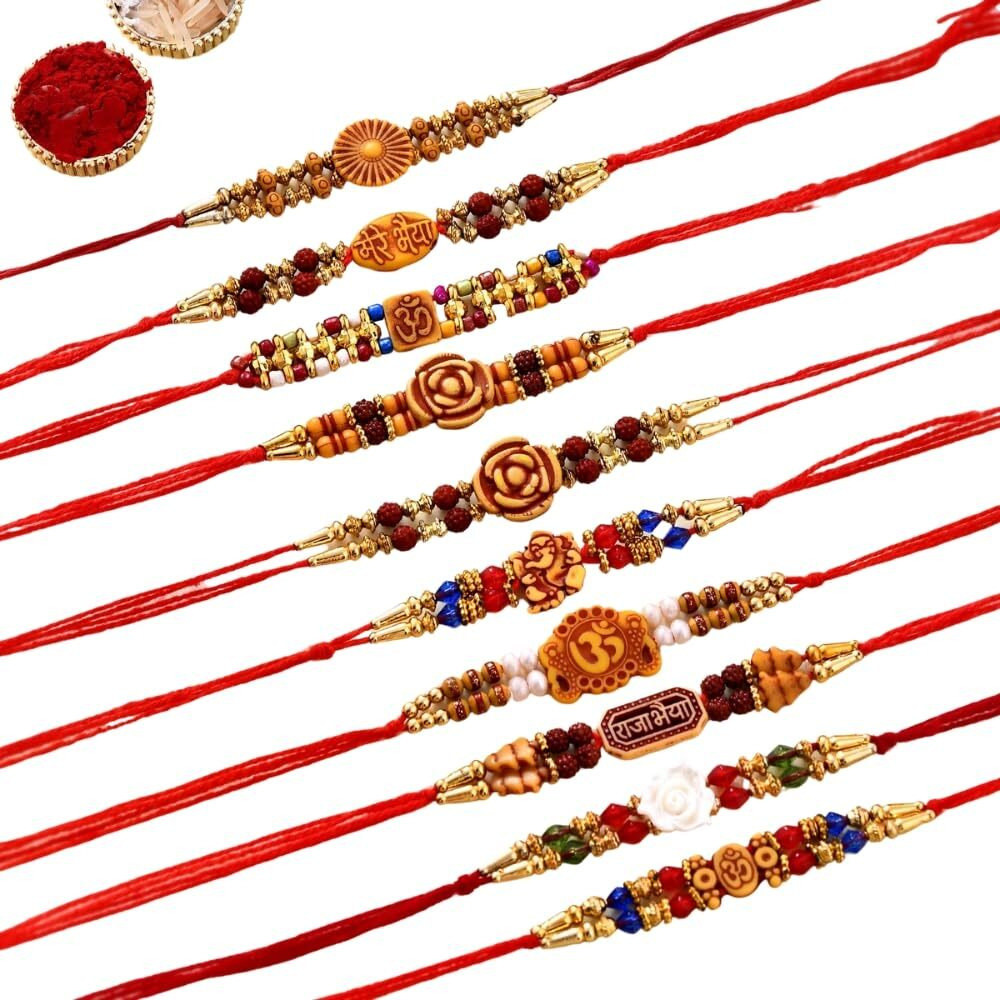 CraftVatika Multicolour Rakhi Combo of 10 Rakhi Set for Brother,Bhaiya Bhabhi Kids Handmade Rakhis with Greeting Card