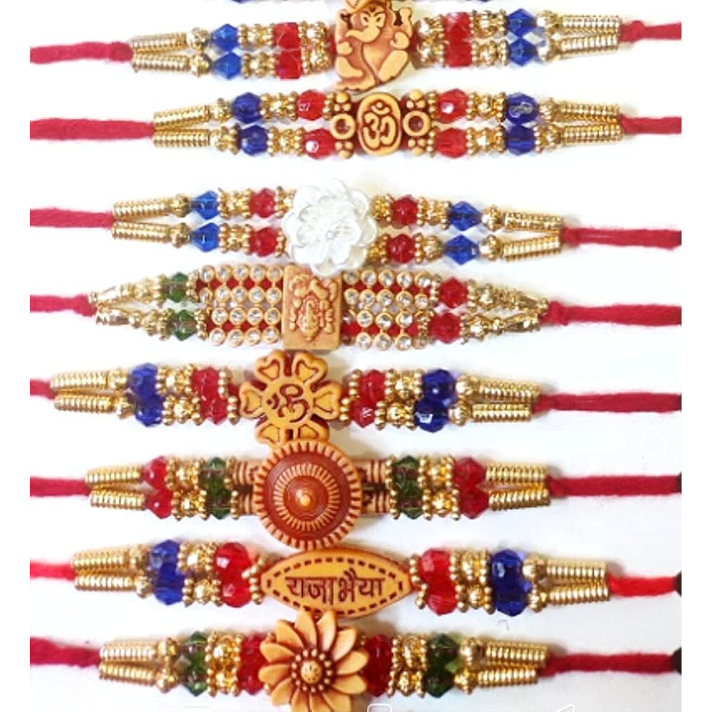 CraftVatika Multicolour Rakhi Combo of 10 Rakhi Set for Brother,Bhaiya Bhabhi Kids Handmade Rakhis with Greeting Card