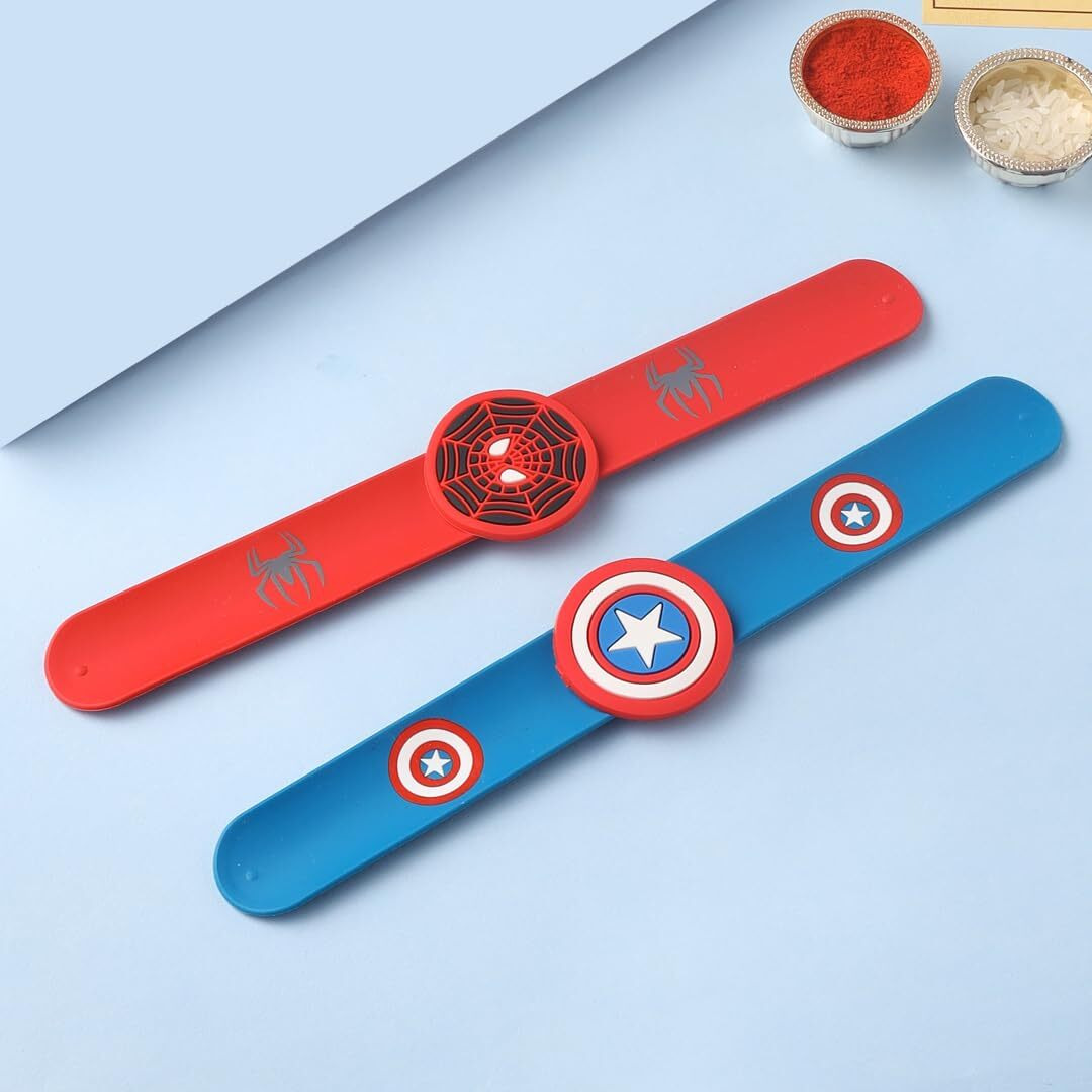 CraftVatika Rakhi for Kids Brother Set of 2 Rakhi - Wrist Slap Band Rakhi for Kids - Silicone Rakhi for Boys Girls