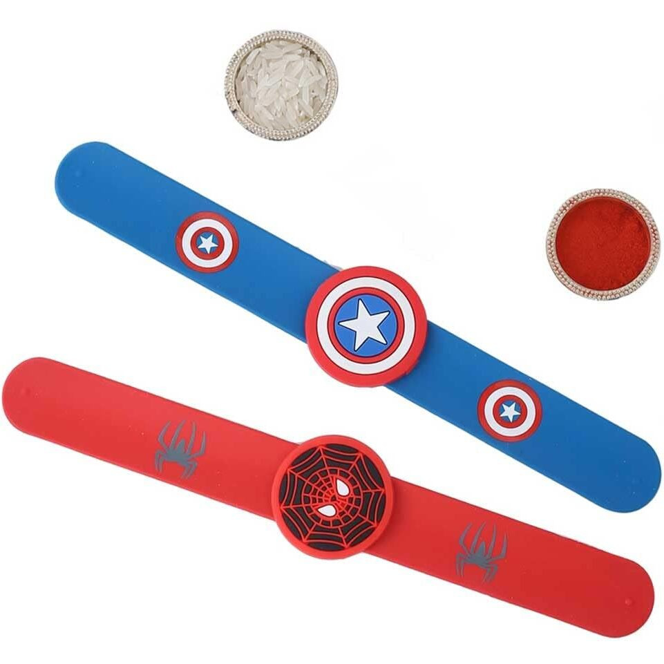 CraftVatika Rakhi for Kids Brother Set of 2 Rakhi - Wrist Slap Band Rakhi for Kids - Silicone Rakhi for Boys Girls