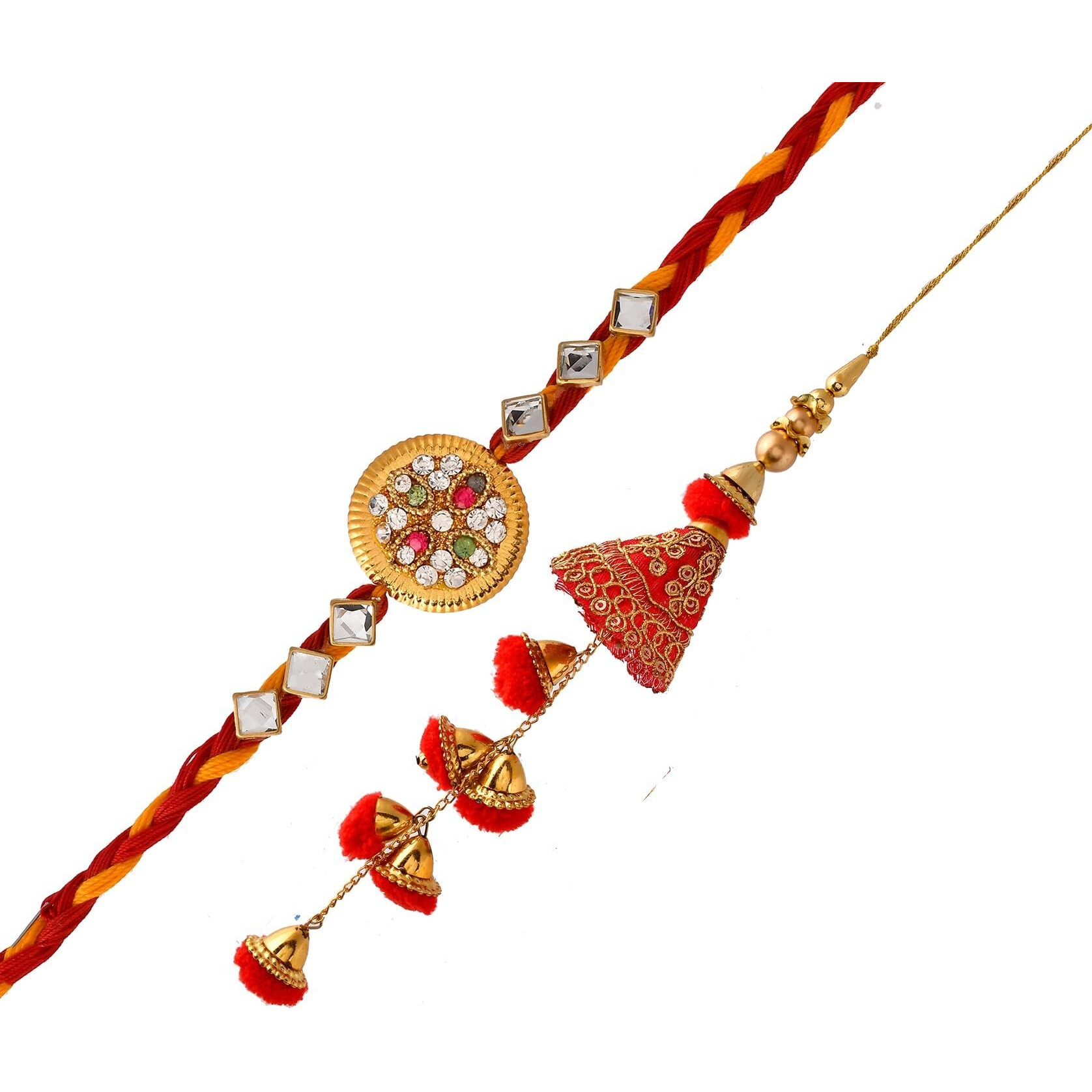 Collectible India Rakhi Combo Set of 2 for Brother and Bhabhi,Rakhi for brother,Rakshabandhan Combo /Lumba Designer Rakhis/ Rakhi For Brother Kids Men Women ( Floral Rakhi, Lumba Rakhi For Bhabhi Sister Girls,Colorful Greeting Card)