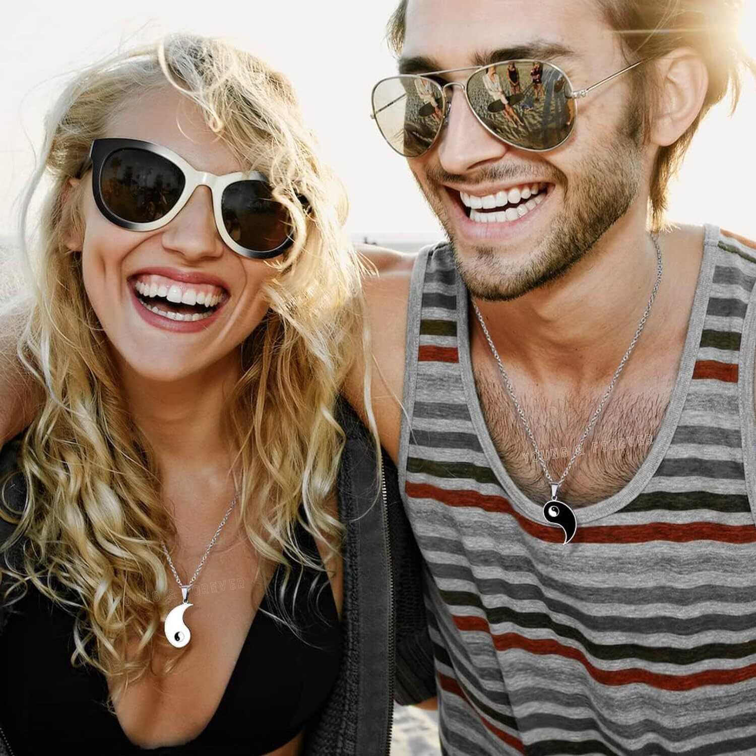 Young & Forever Gift Valentine Gift For Girlfriend Boyfriend Rakhi Gift Yin Yang Pendant Couple Necklace Best Friend Necklace For Women Jewelry Gift For Him & Her Bff Necklace Gifts Combo