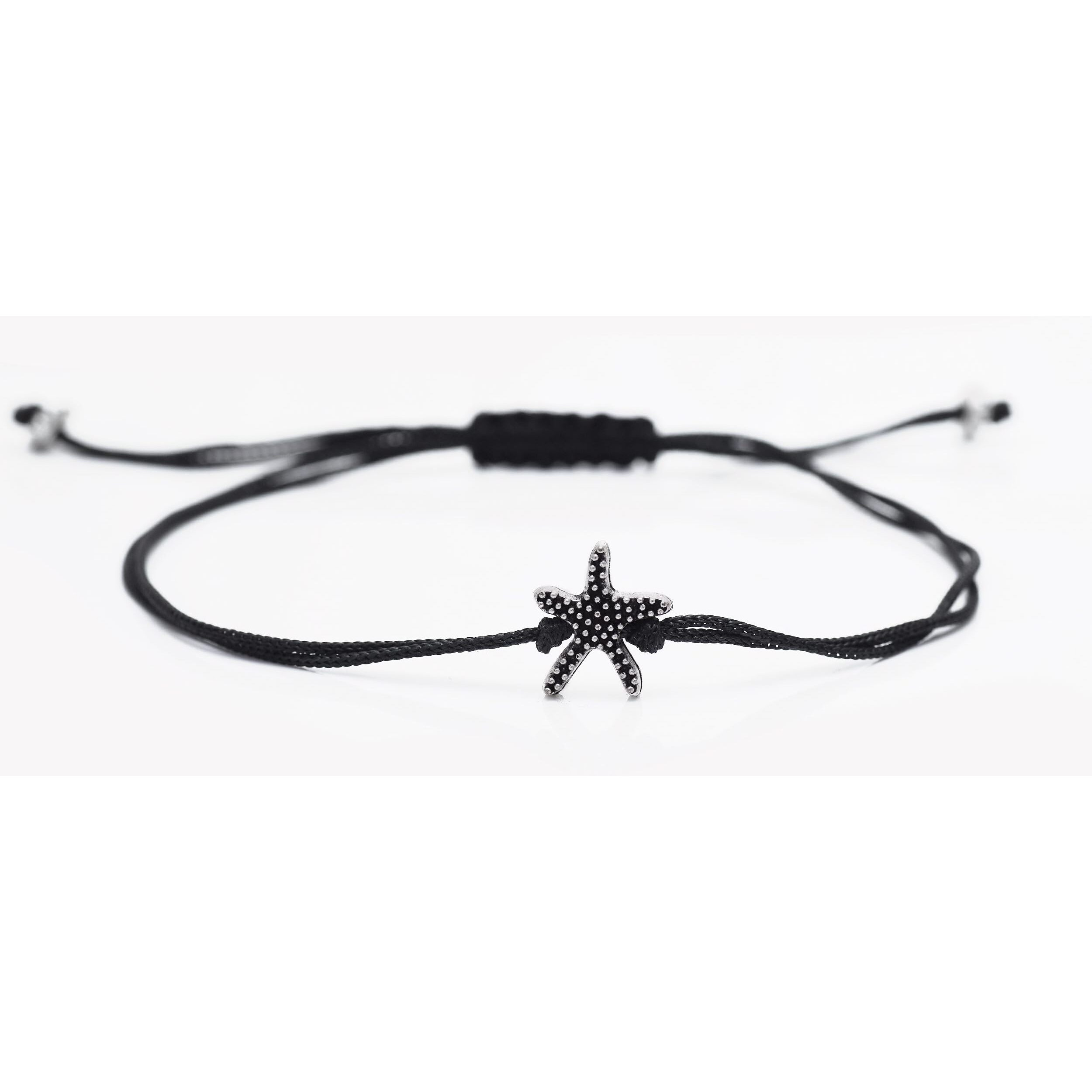 abhooshan Charm Single Anklet in Silver Adjustable Black Thread for Girls and Women Stylish | Ideal Gift for Wife, Friend, Collegues, Sister on Rakhi Birthday Anniversary Gift (Modern Star Fish)