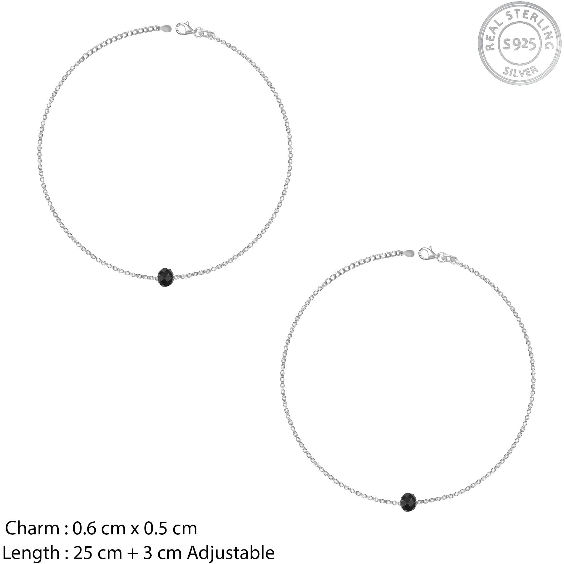 GIVA 925 Silver Black Bead Anklets (Single) |Rakhi Rakshabandhan Gift for Sister Bhabhi, Gifts for Women & Girls | With Certificate of Authenticity and 925 Stamp | 6 Months Warranty*