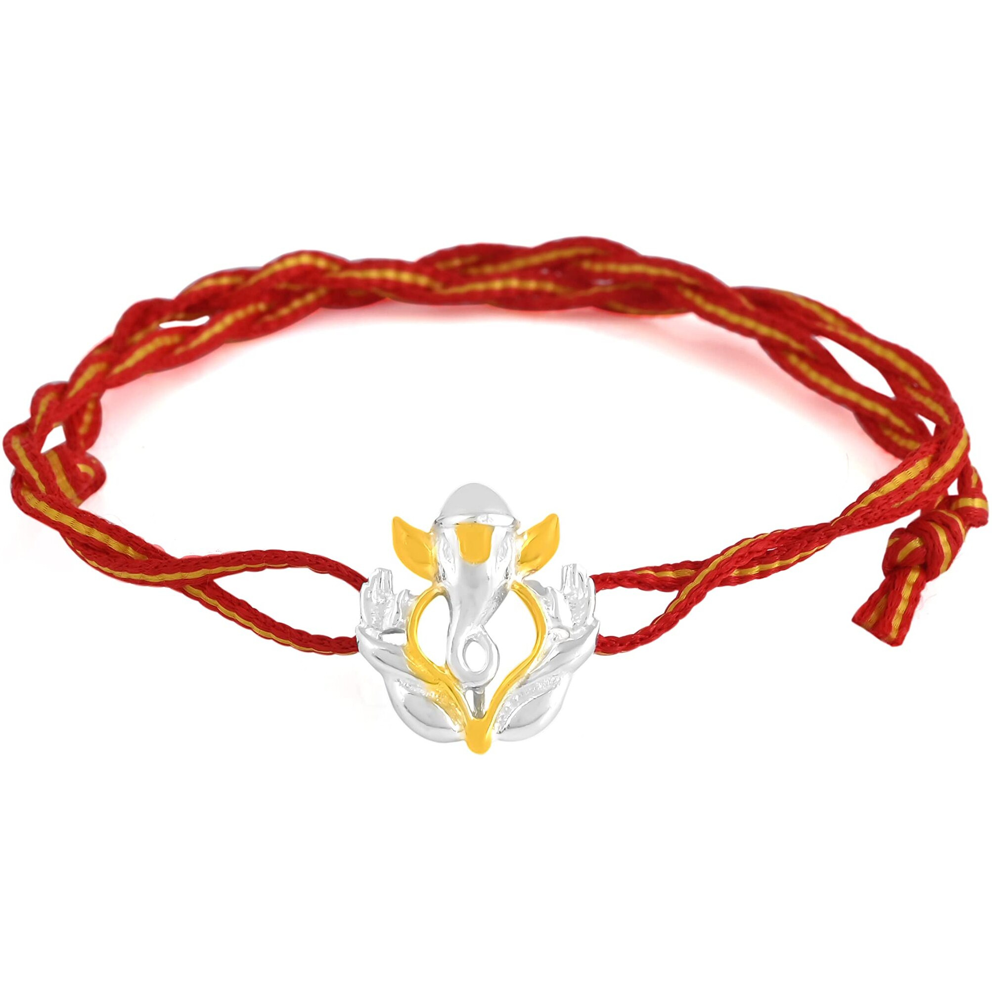 I JUELS  LIVE THE EMOTIONS 925 Sterling Silver Ganpati Silver rakhi for brother. 3-In-1 Silver rakhi/bracelet/pendant for Men and women.
